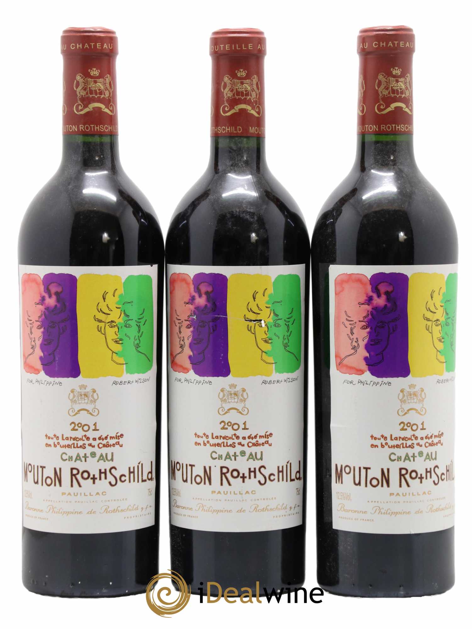 Château Mouton Rothschild 1er Grand Cru Classé 2001 - Lot de 3 bouteilles - 0