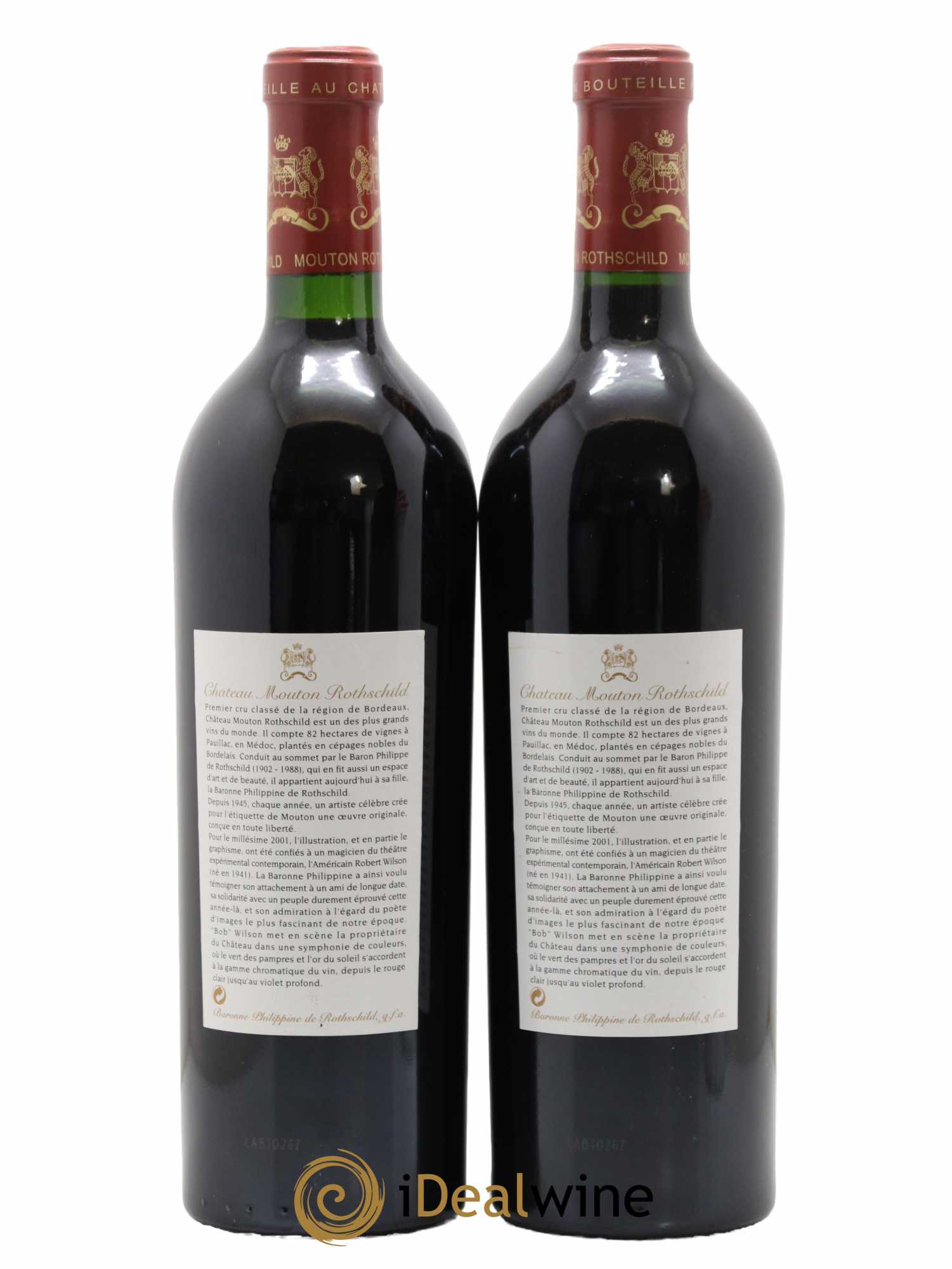 Château Mouton Rothschild 1er Grand Cru Classé 2001 - Lot de 2 bouteilles - 1