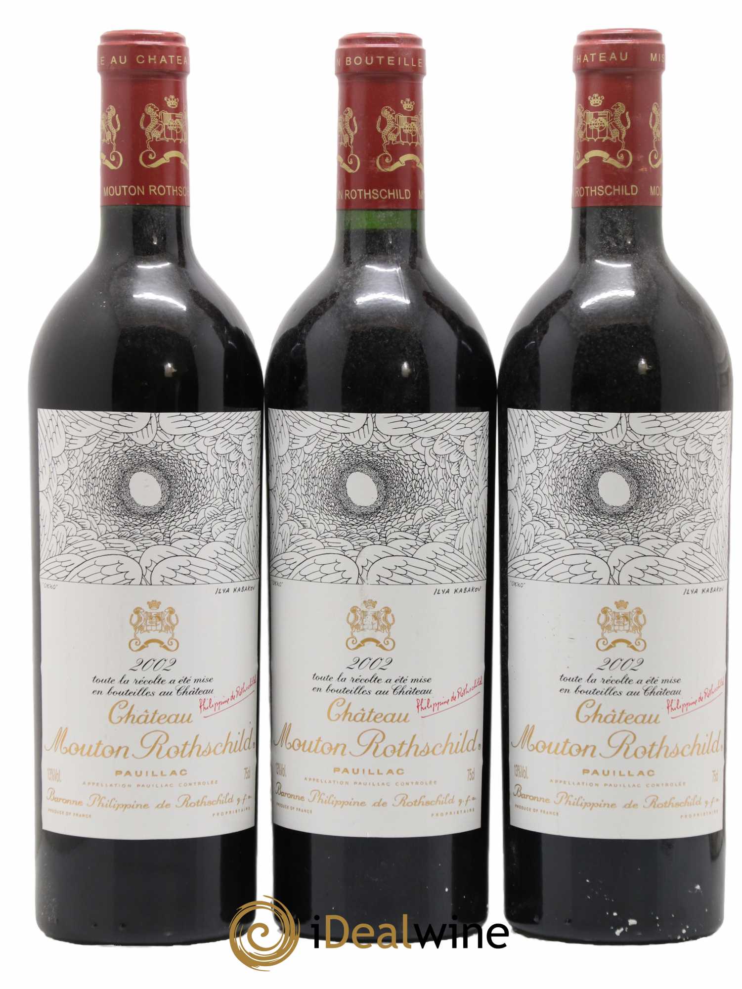 Château Mouton Rothschild 1er Grand Cru Classé 2002 - Lot de 3 bouteilles - 0