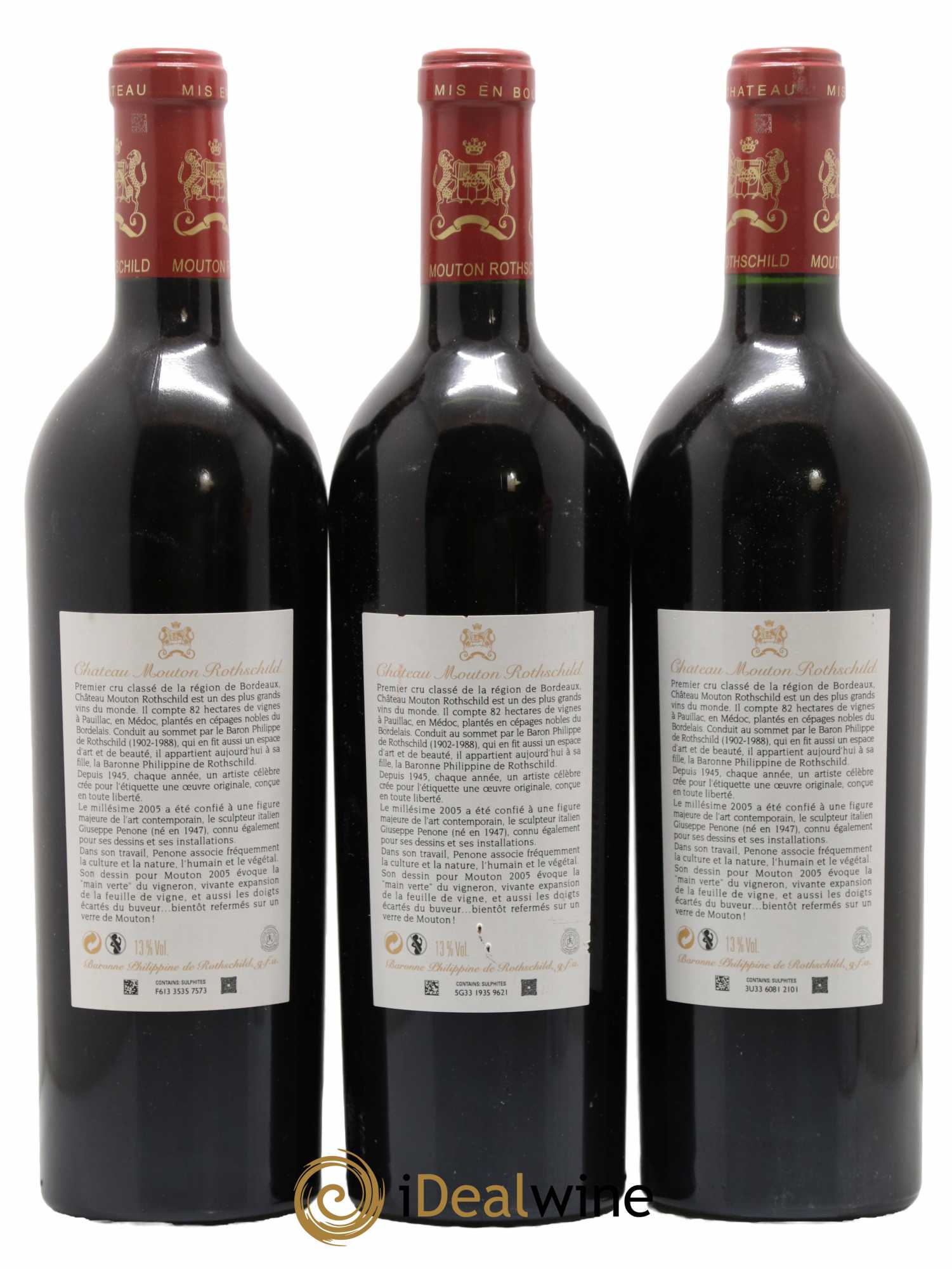 Château Mouton Rothschild 1er Grand Cru Classé 2005 - Lot de 3 bouteilles - 1