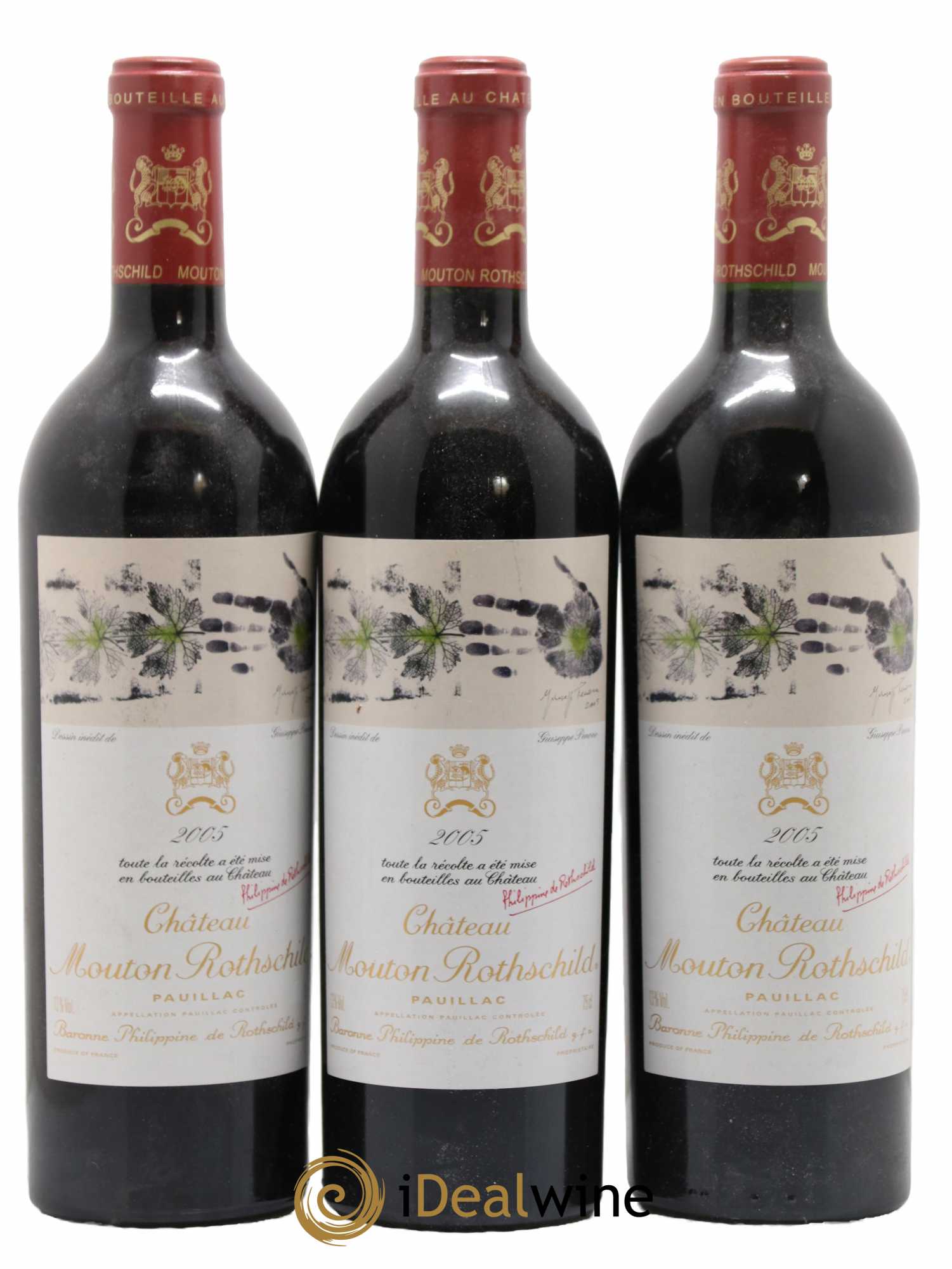 Château Mouton Rothschild 1er Grand Cru Classé 2005 - Lot de 3 bouteilles - 0