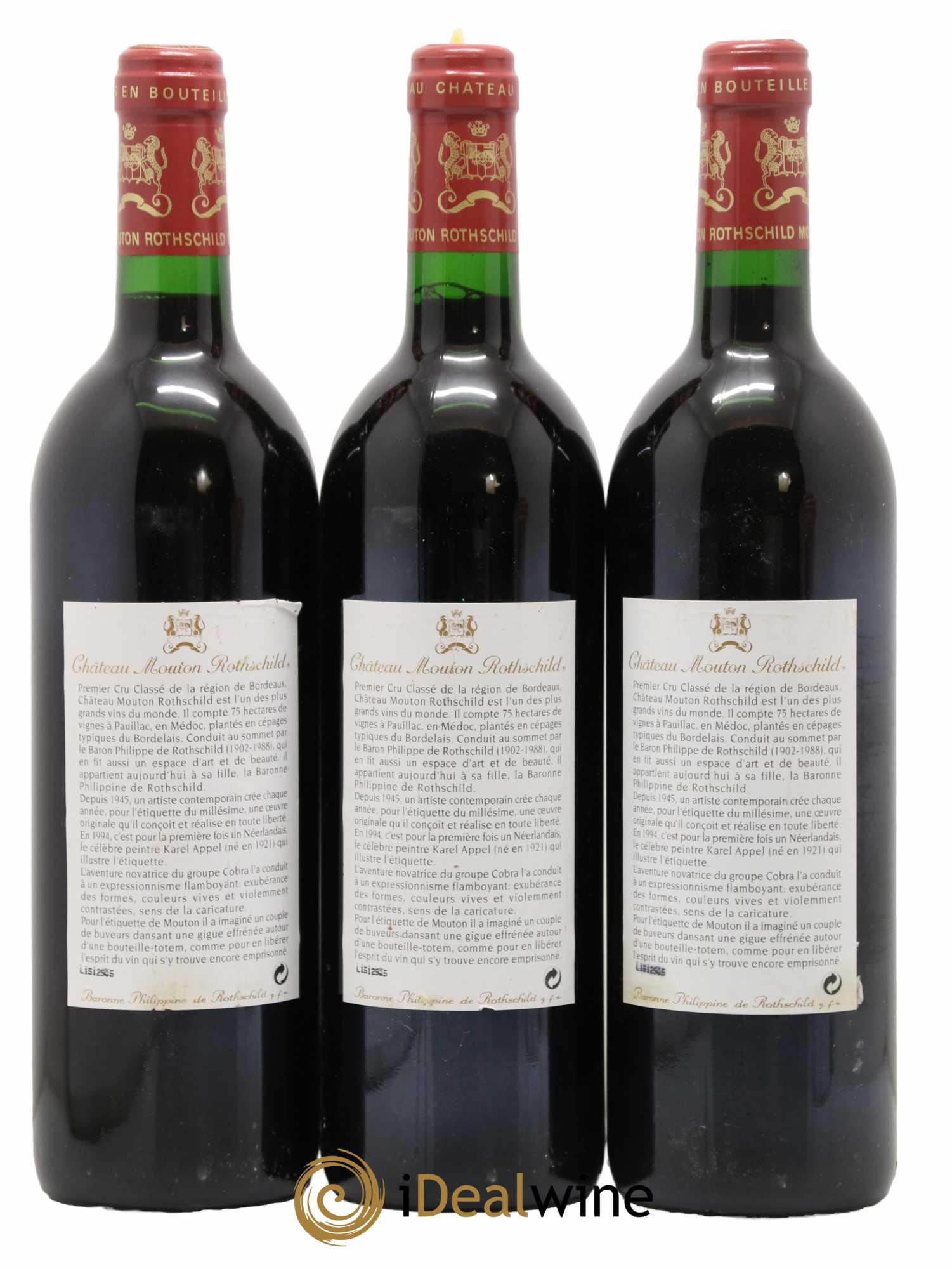 Château Mouton Rothschild 1er Grand Cru Classé 1994 - Lot de 3 bouteilles - 1