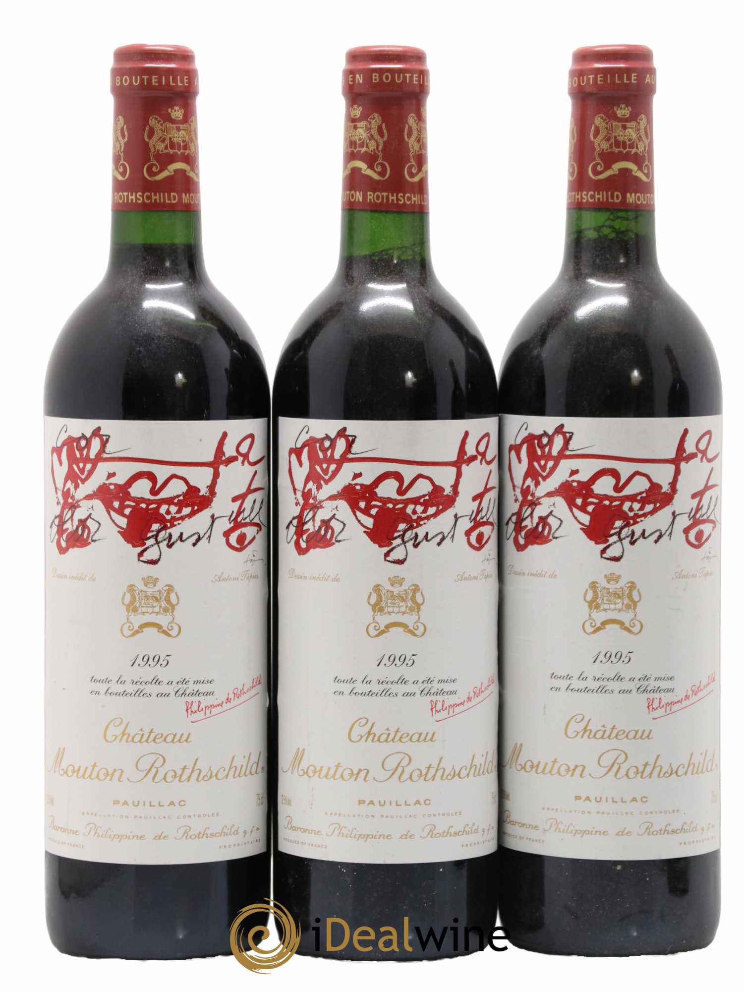 Château Mouton Rothschild 1er Grand Cru Classé 1995 - Lot de 3 bouteilles - 0