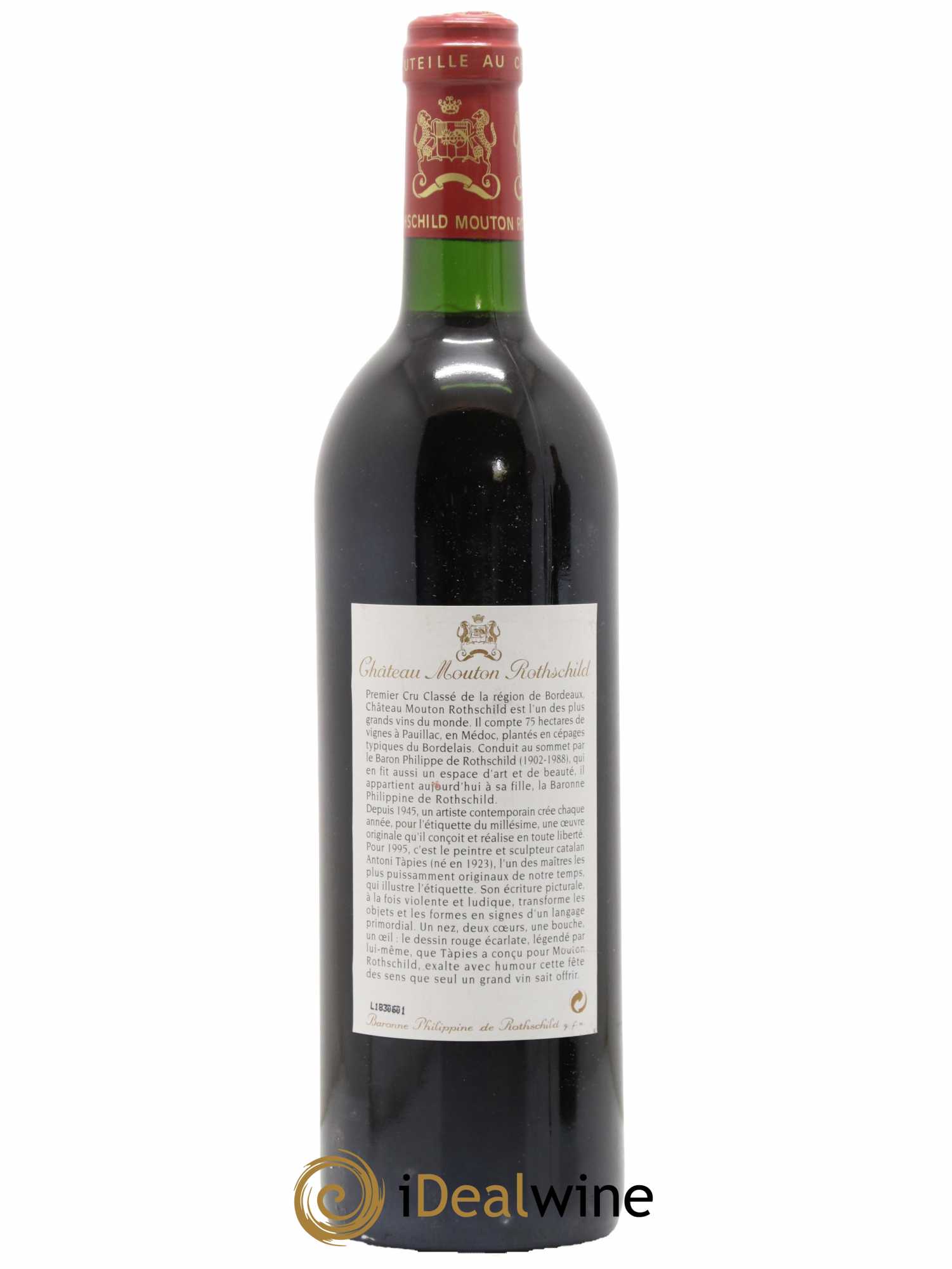 Château Mouton Rothschild 1er Grand Cru Classé 1995 - Lot de 1 bouteille - 1