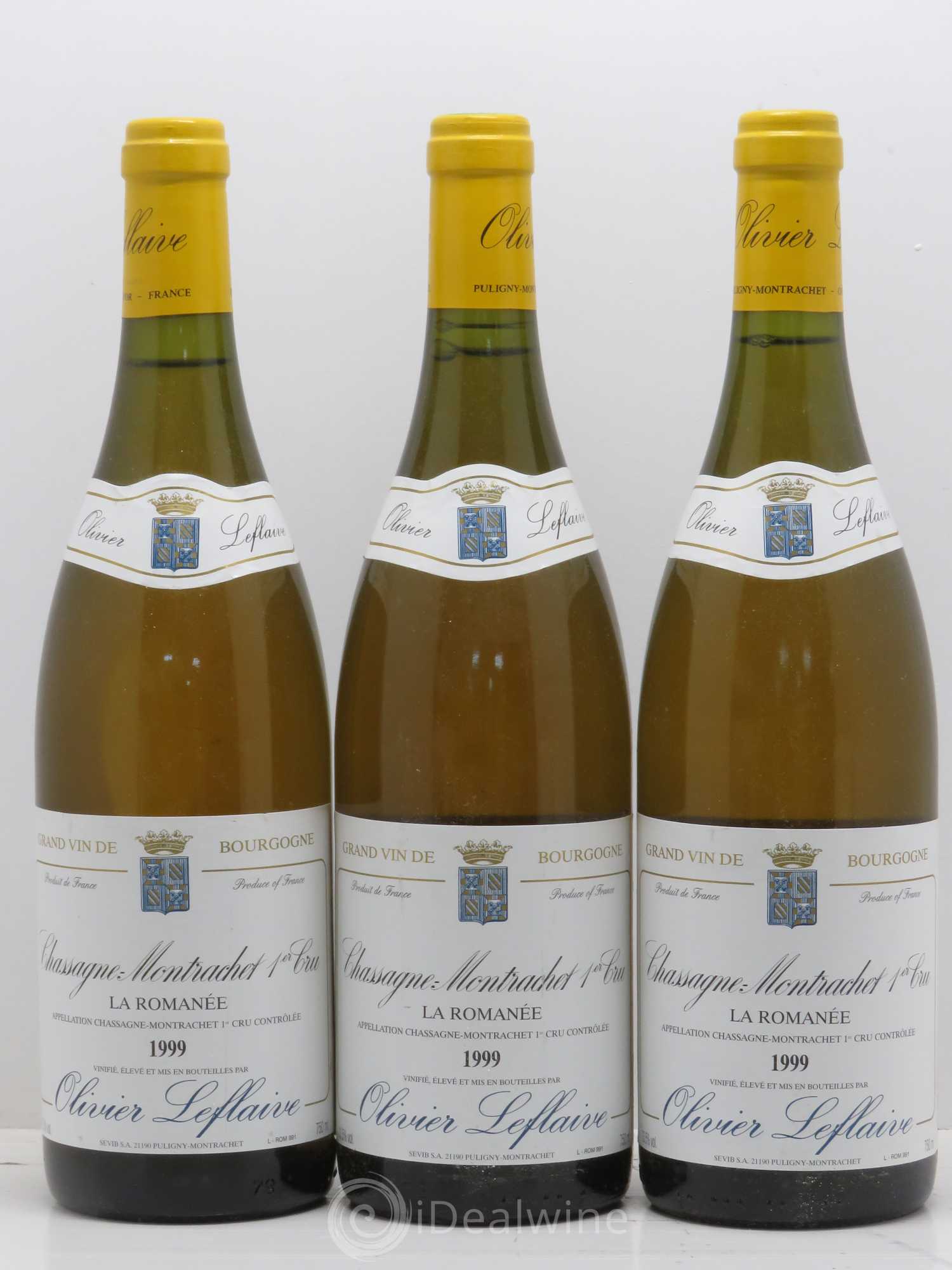 Chassagne-Montrachet 1er Cru La Romanee Olivier Leflaive 1999 - Lotto di 3 bottiglie - 0