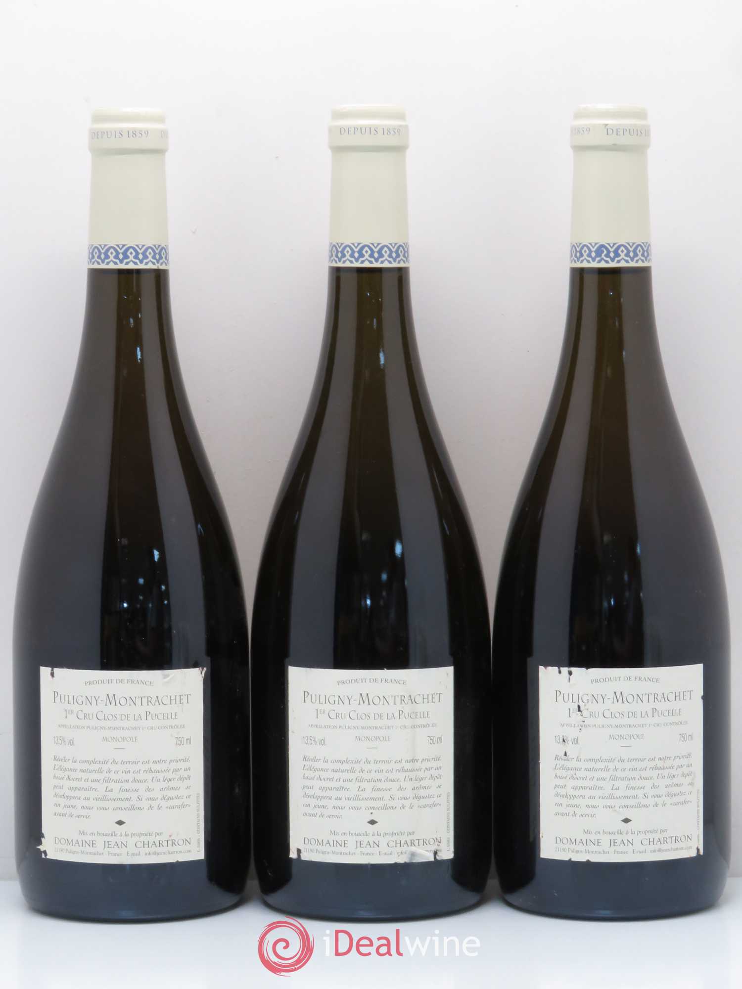 Puligny-Montrachet 1er Cru Clos de la Pucelle Jean Chartron (Domaine) 2005 - Lot de 3 bouteilles - 1