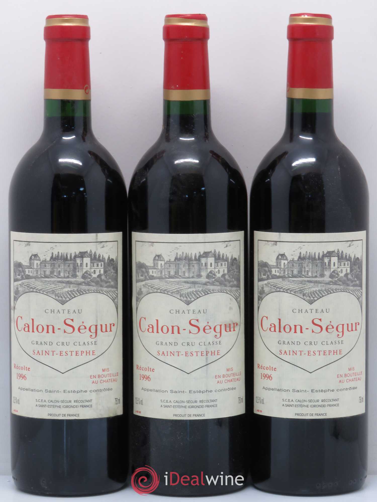 Château Calon Ségur 3ème Grand Cru Classé 1996 - Lot de 3 bouteilles - 0