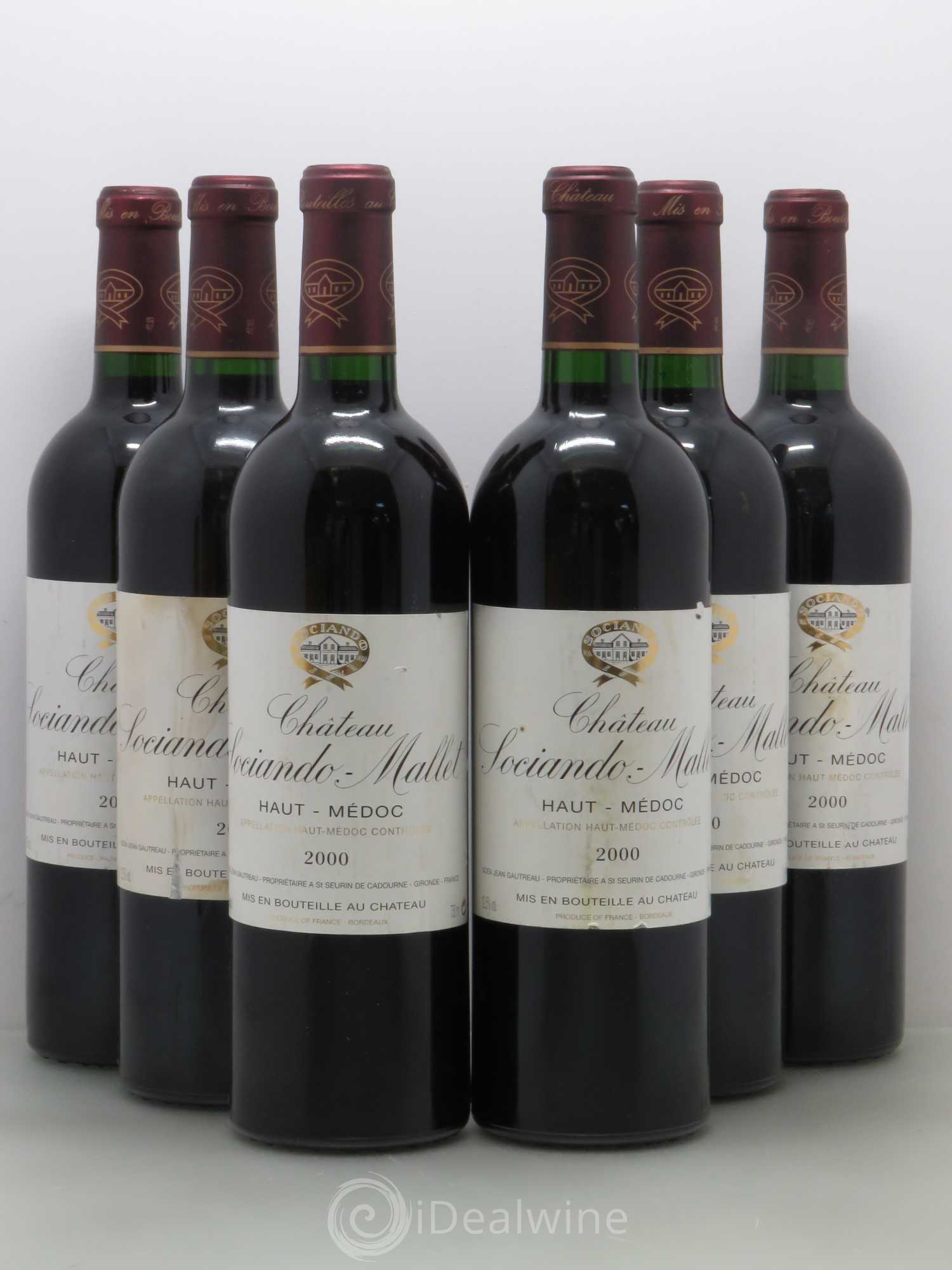 Château Sociando Mallet 2000 - Lot de 6 bouteilles - 0