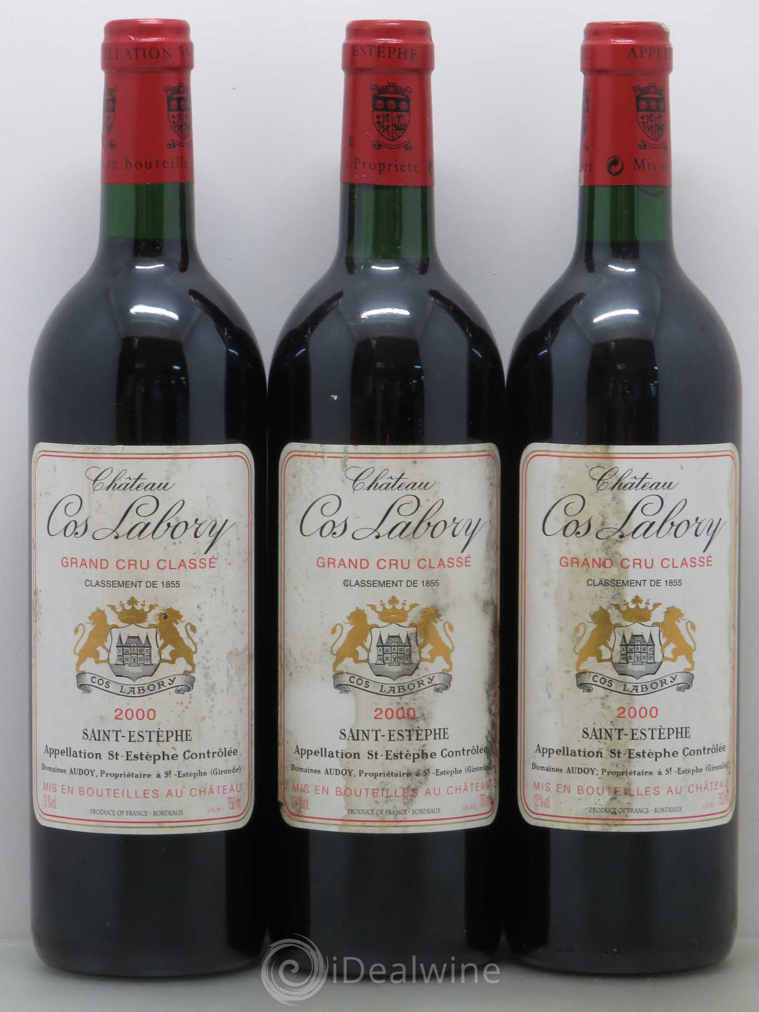 Château Cos Labory 5ème Grand Cru Classé 2000 - Lot de 3 bouteilles - 0