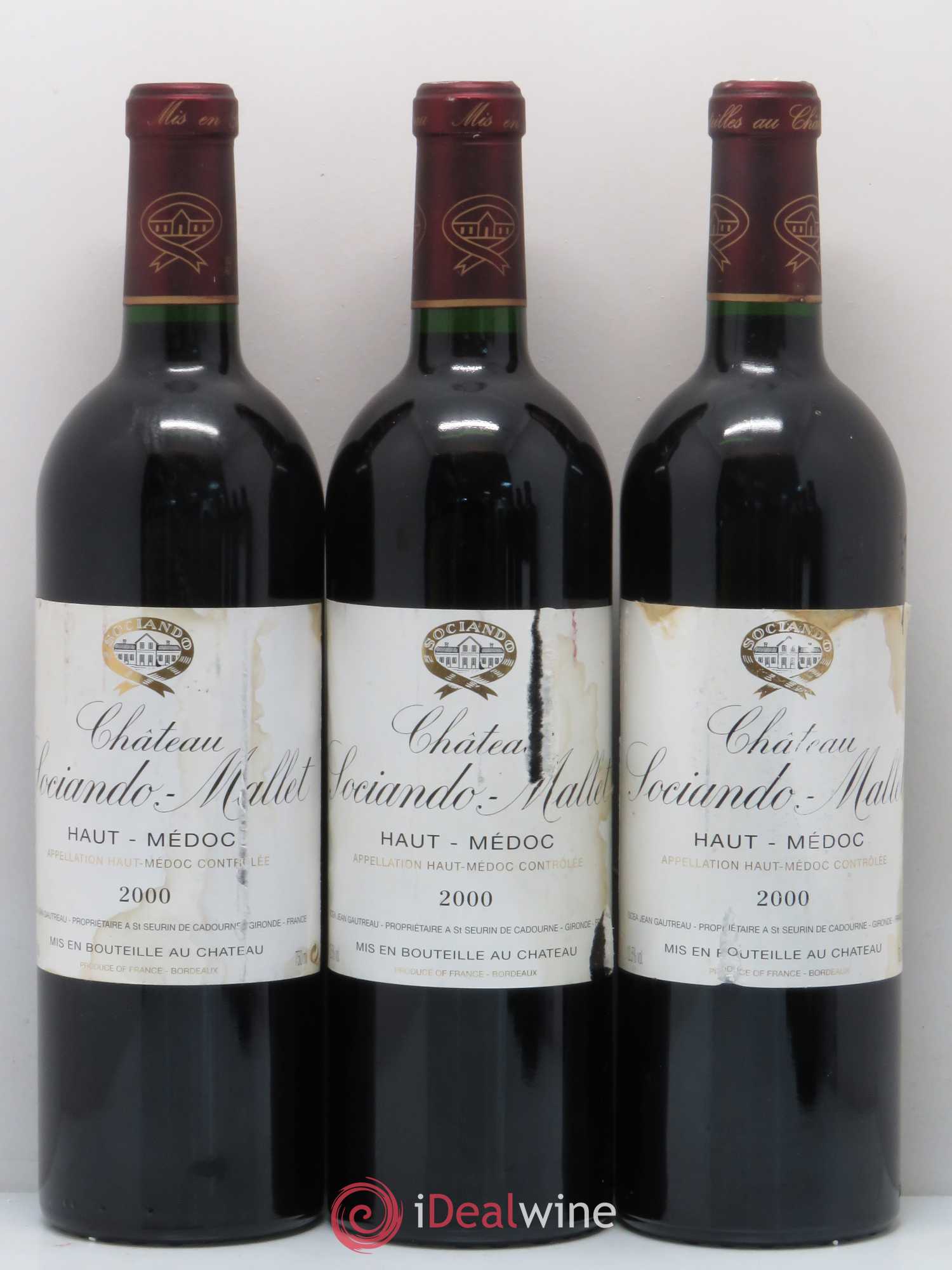 Château Sociando Mallet 2000 - Lot de 6 bouteilles - 1