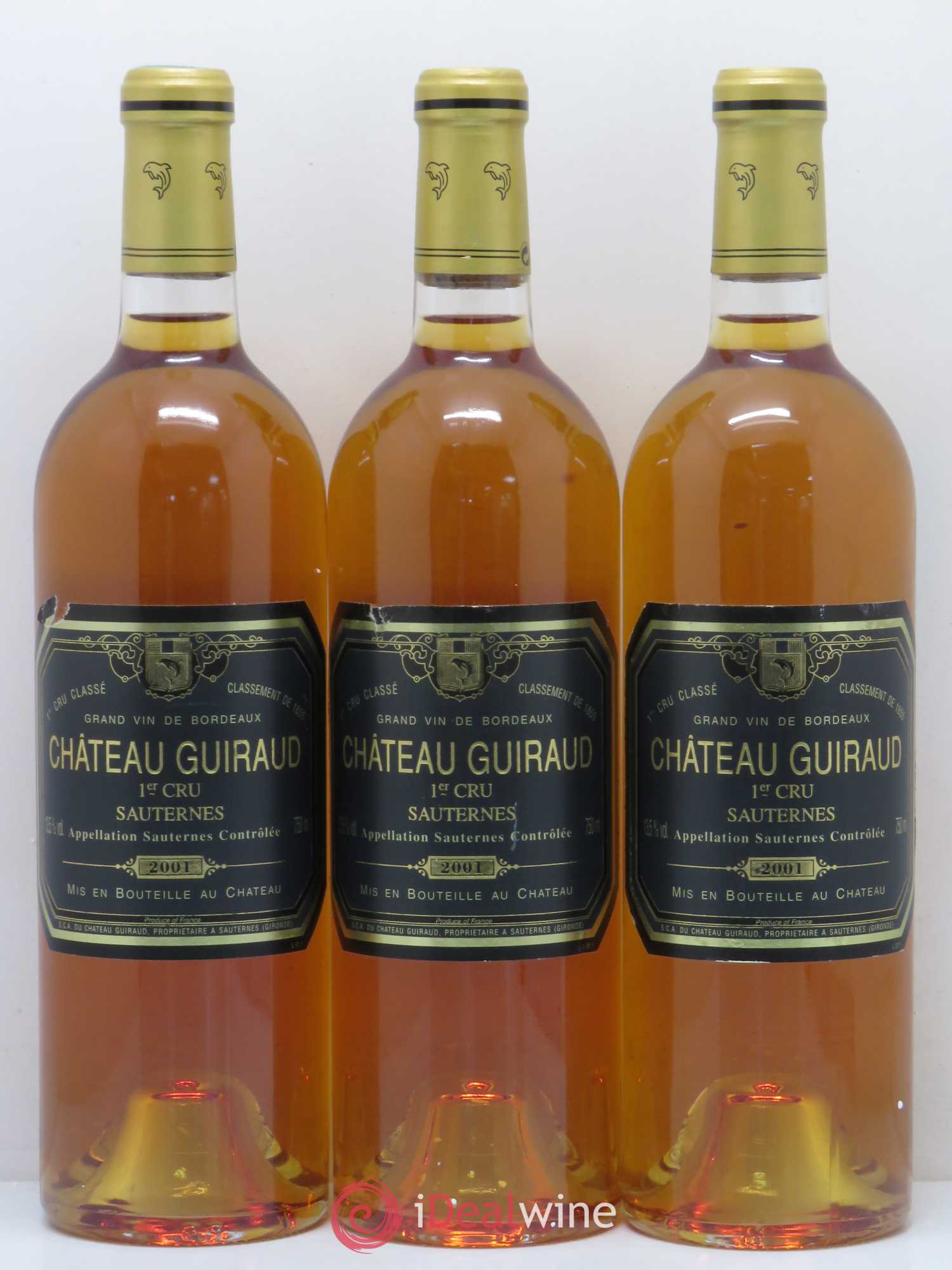 Château Guiraud 1er Grand Cru Classé 2001 - Lotto di 3 bottiglie - 0