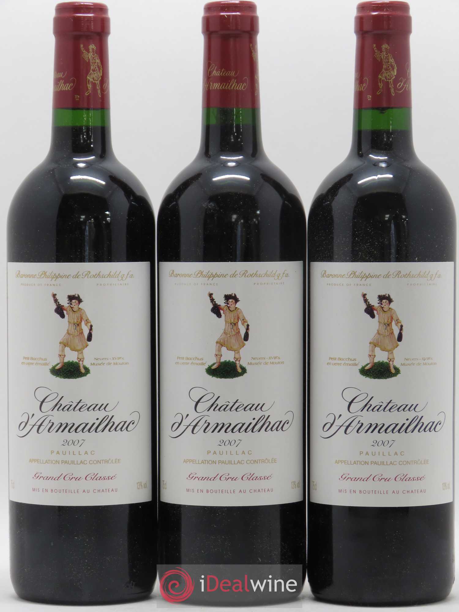Château d' Armailhac - Mouton Baron(ne) Philippe 5ème Grand Cru Classé 2007 - Lot de 3 bouteilles - 0