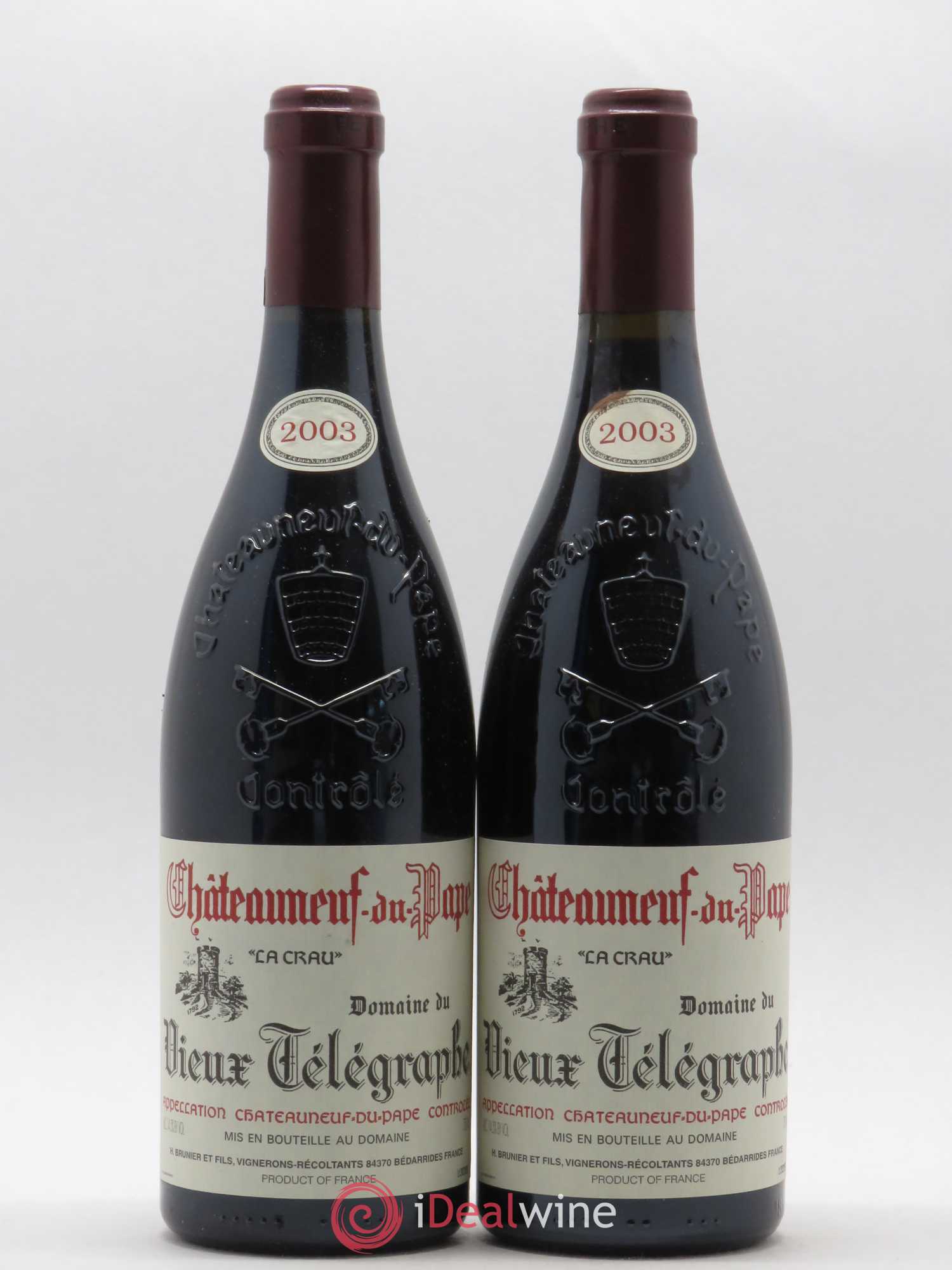 Châteauneuf-du-Pape Vieux Télégraphe (Domaine du) Vignobles Brunier 2003 - Lot de 2 bouteilles - 0