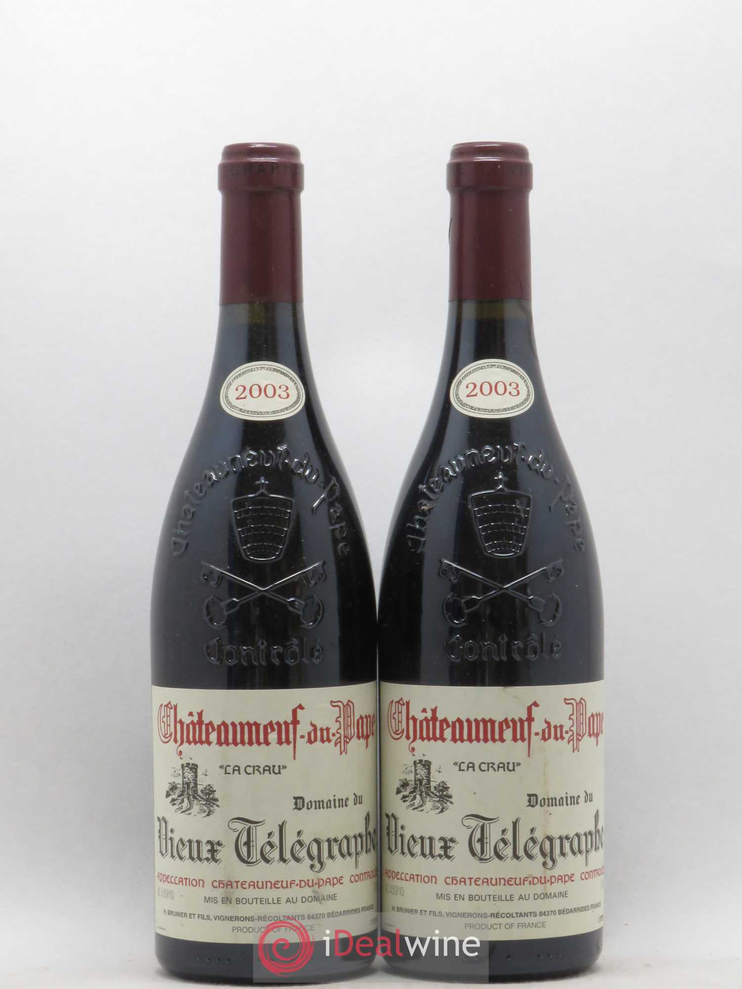 Châteauneuf-du-Pape Vieux Télégraphe (Domaine du) Vignobles Brunier 2003 - Lot de 2 bouteilles - 0
