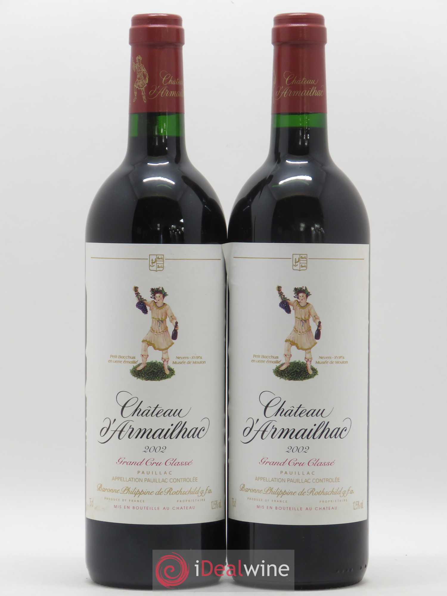 Château d' Armailhac - Mouton Baron(ne) Philippe 5ème Grand Cru Classé 2002 - Lot de 2 bouteilles - 0