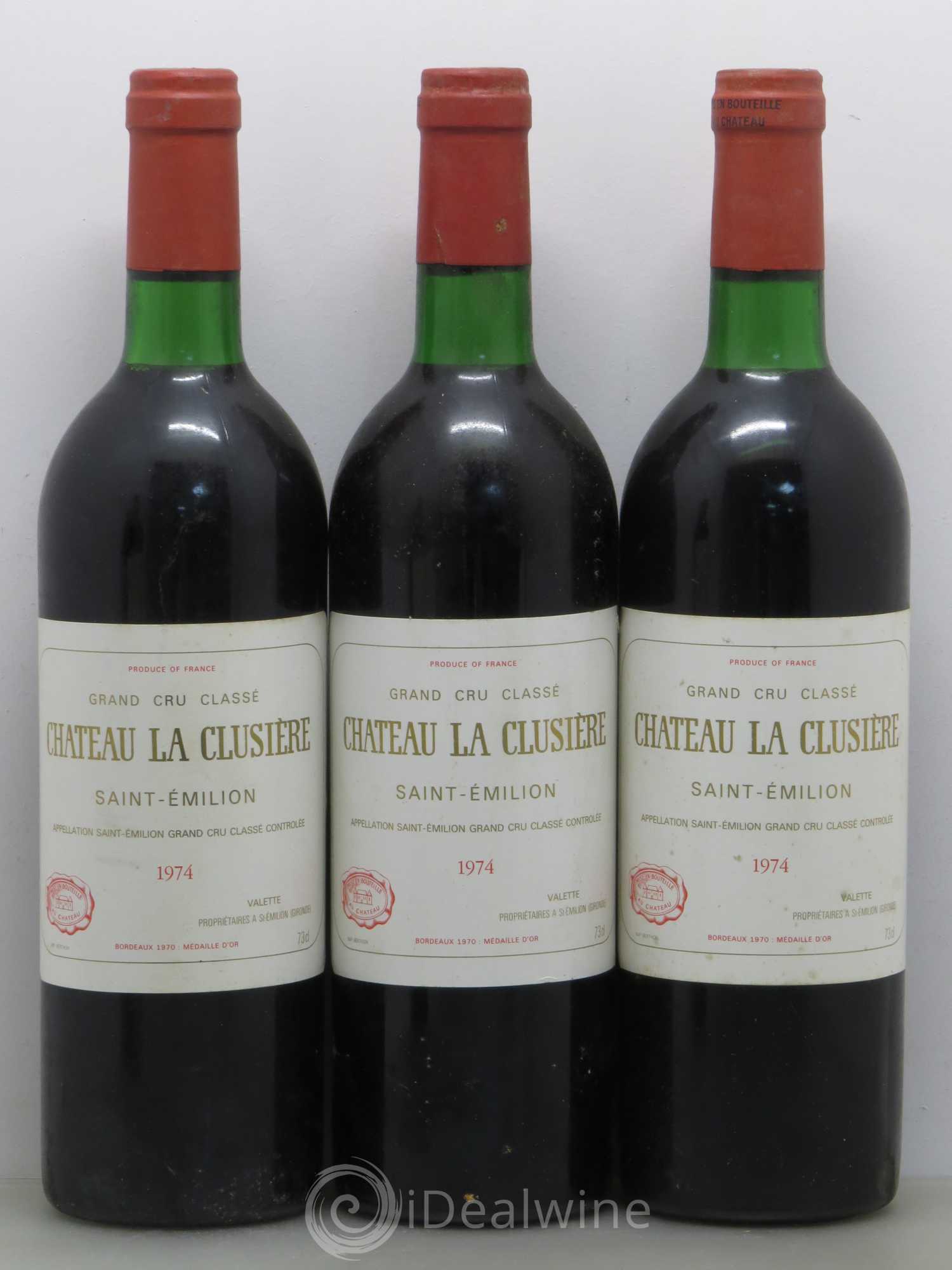 Château la Clusière 1974 - Lot de 3 bouteilles - 0