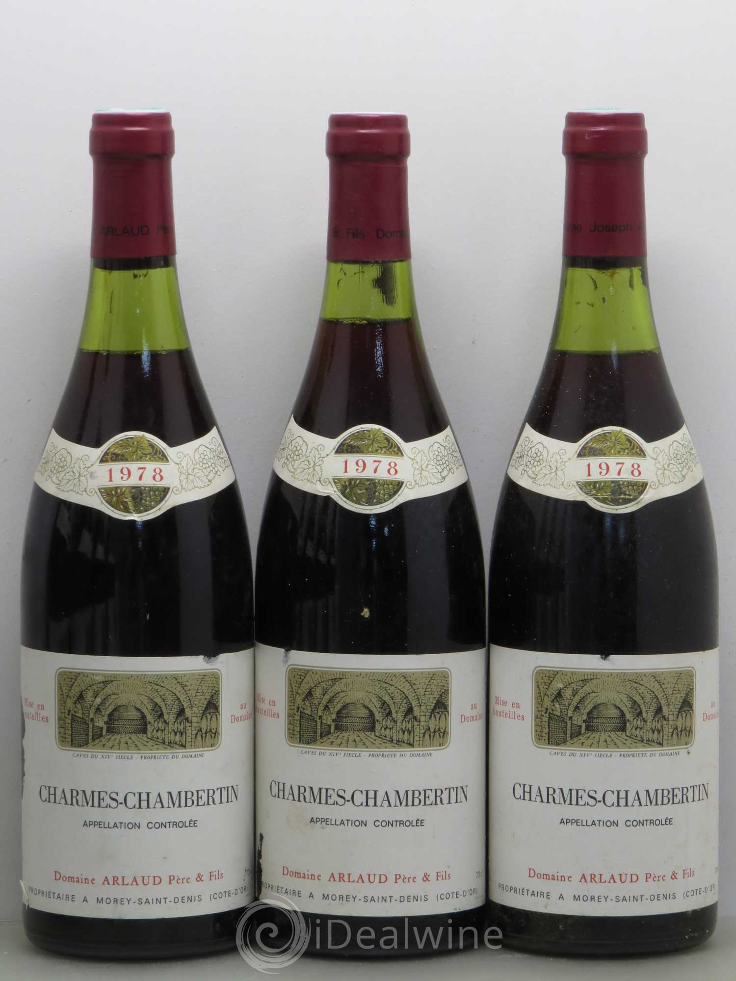 Charmes-Chambertin Grand Cru Arlaud 1978 - Lot de 3 bouteilles - 0