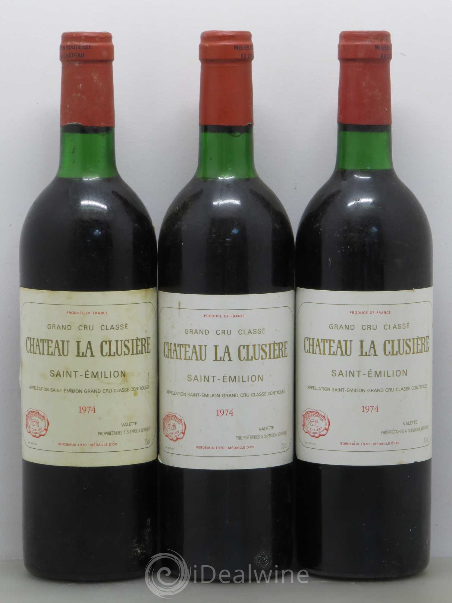 Château la Clusière 1974 - Lot de 3 bouteilles - 0