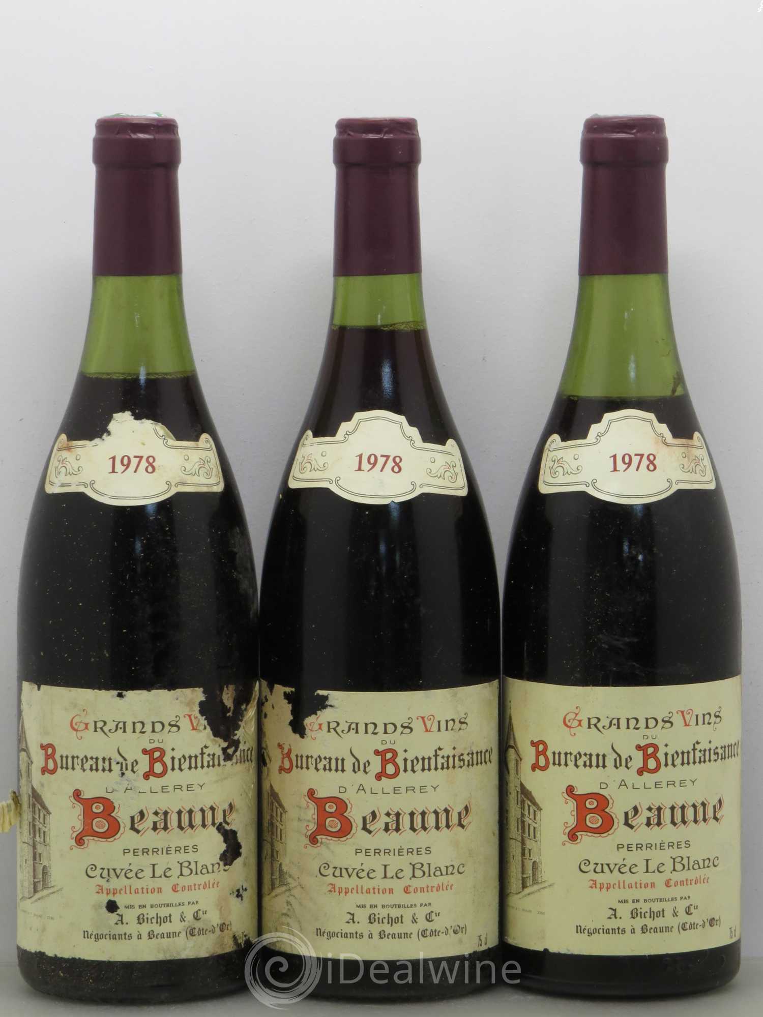 Beaune Perrières Bureau de Bienfaisance D'Allerey Cuvée Le Blanc 1978 - Posten von 3 Flaschen - 0
