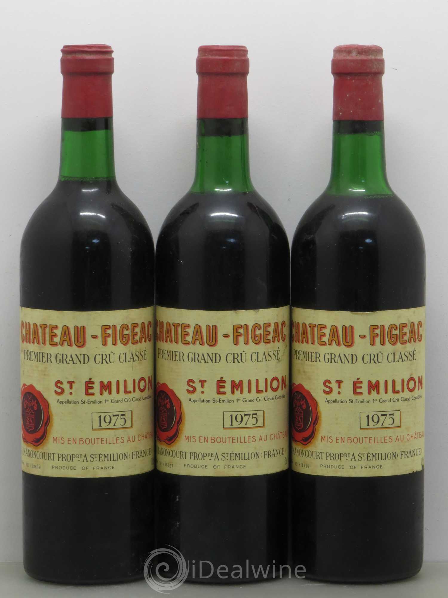 Château Figeac 1er Grand Cru Classé A 1975 - Lot de 3 bouteilles - 0