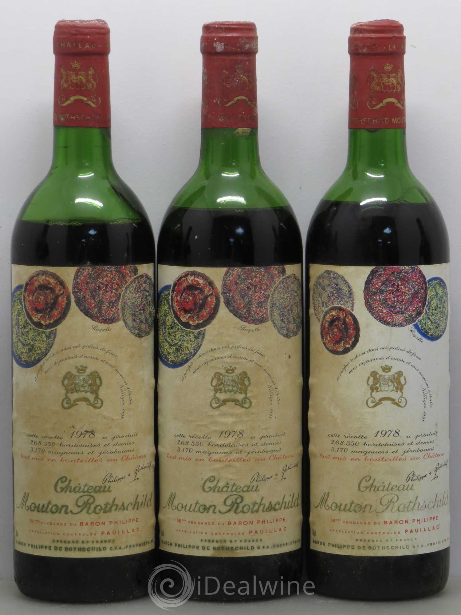 Château Mouton Rothschild 1er Grand Cru Classé 1978 - Lot de 5 bouteilles - 1
