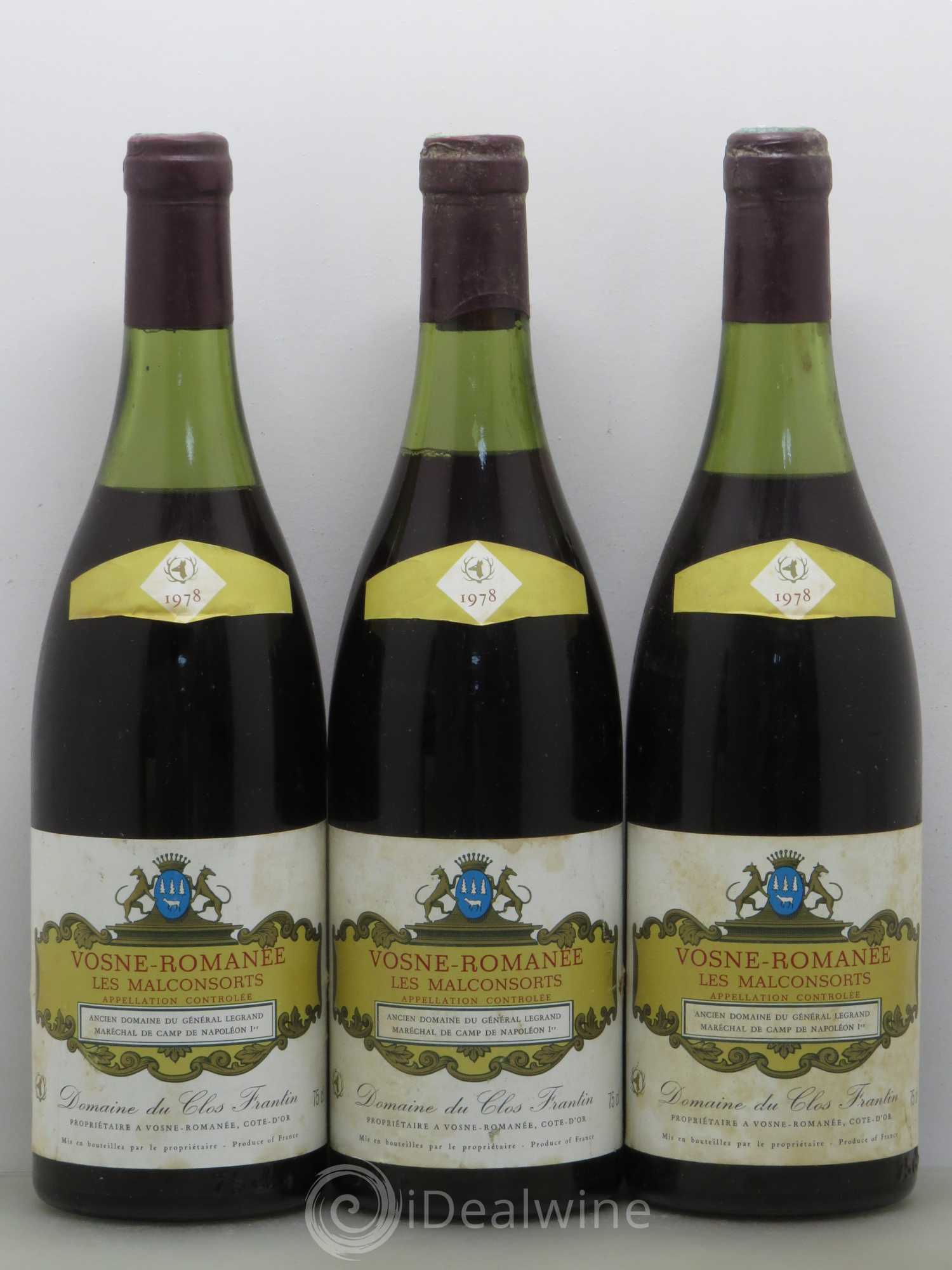 Vosne-Romanée 1er Cru Les Malconsorts Clos Frantin - Albert Bichot 1978 - Lot de 3 bouteilles - 0