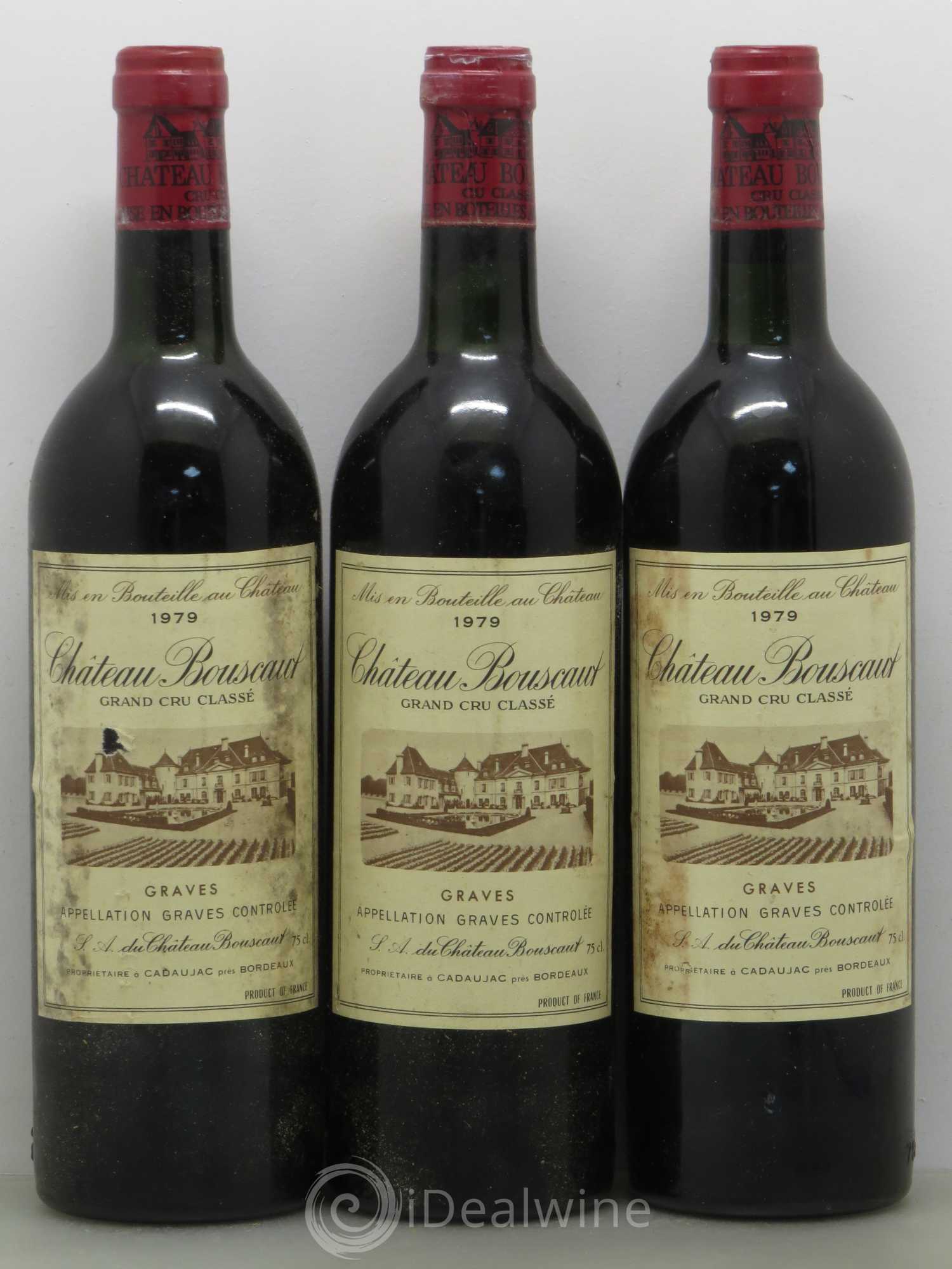 Château Bouscaut Cru Classé de Graves 1979 - Lot de 3 bouteilles - 0