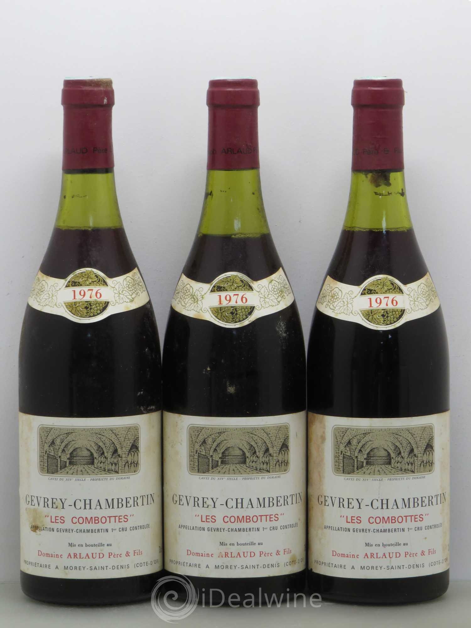 Gevrey-Chambertin 1er Cru Les Combottes Arlaud 1976 - Lot de 3 bouteilles - 0