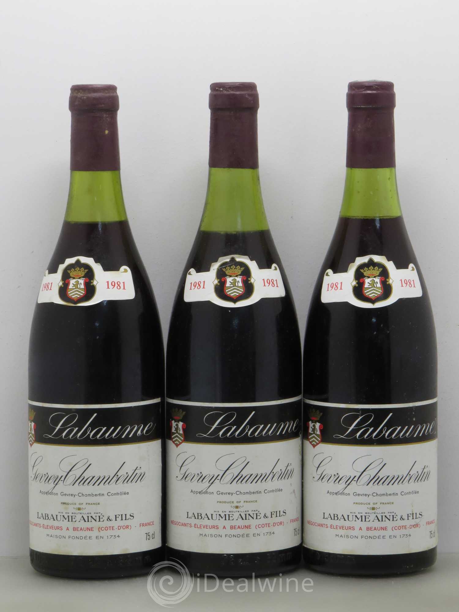 Gevrey-Chambertin Labaume Aine Et Fils 1981 - Posten von 3 Flaschen - 0