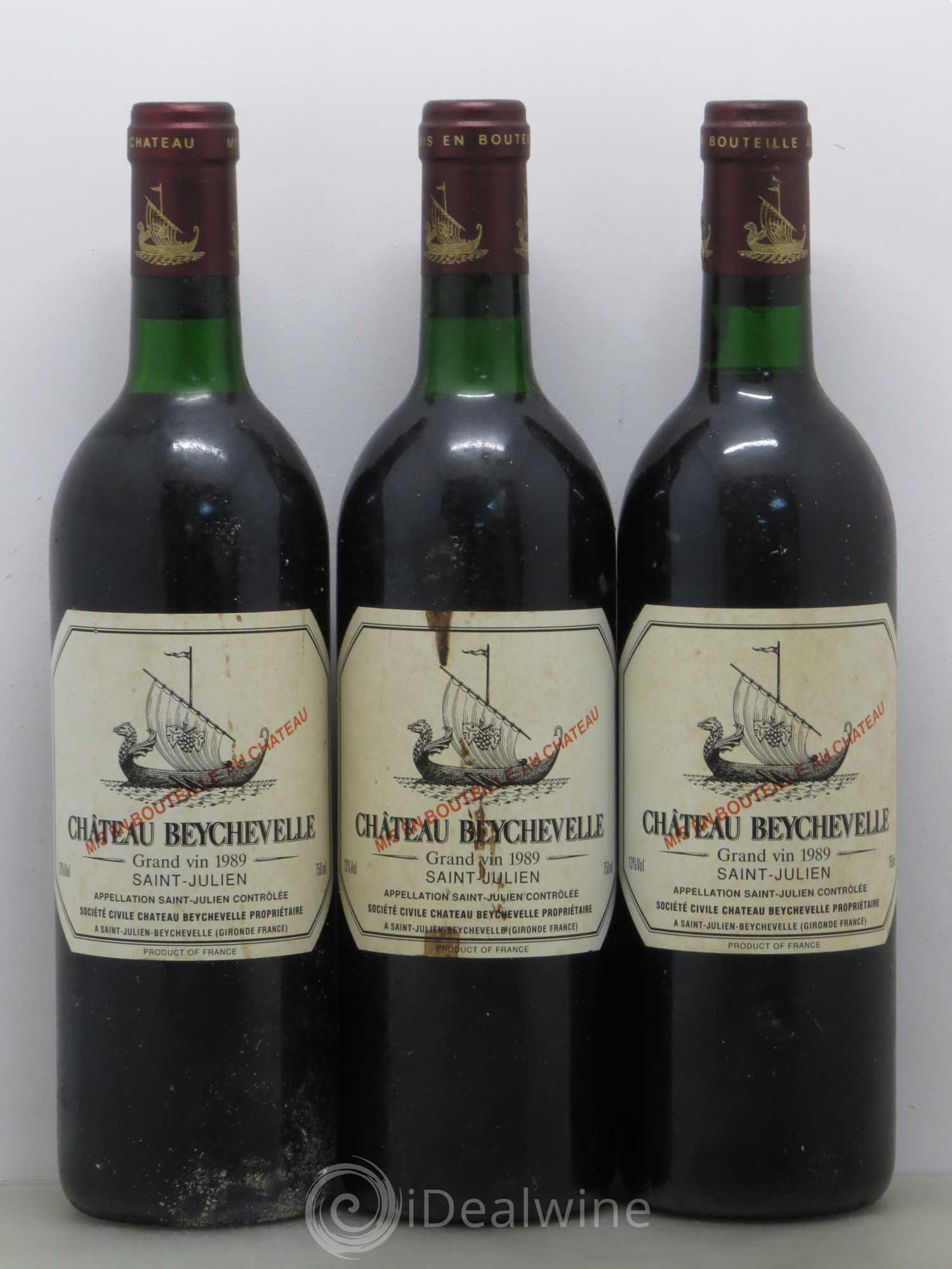 Château Beychevelle 4ème Grand Cru Classé 1989 - Lot de 3 bouteilles - 0