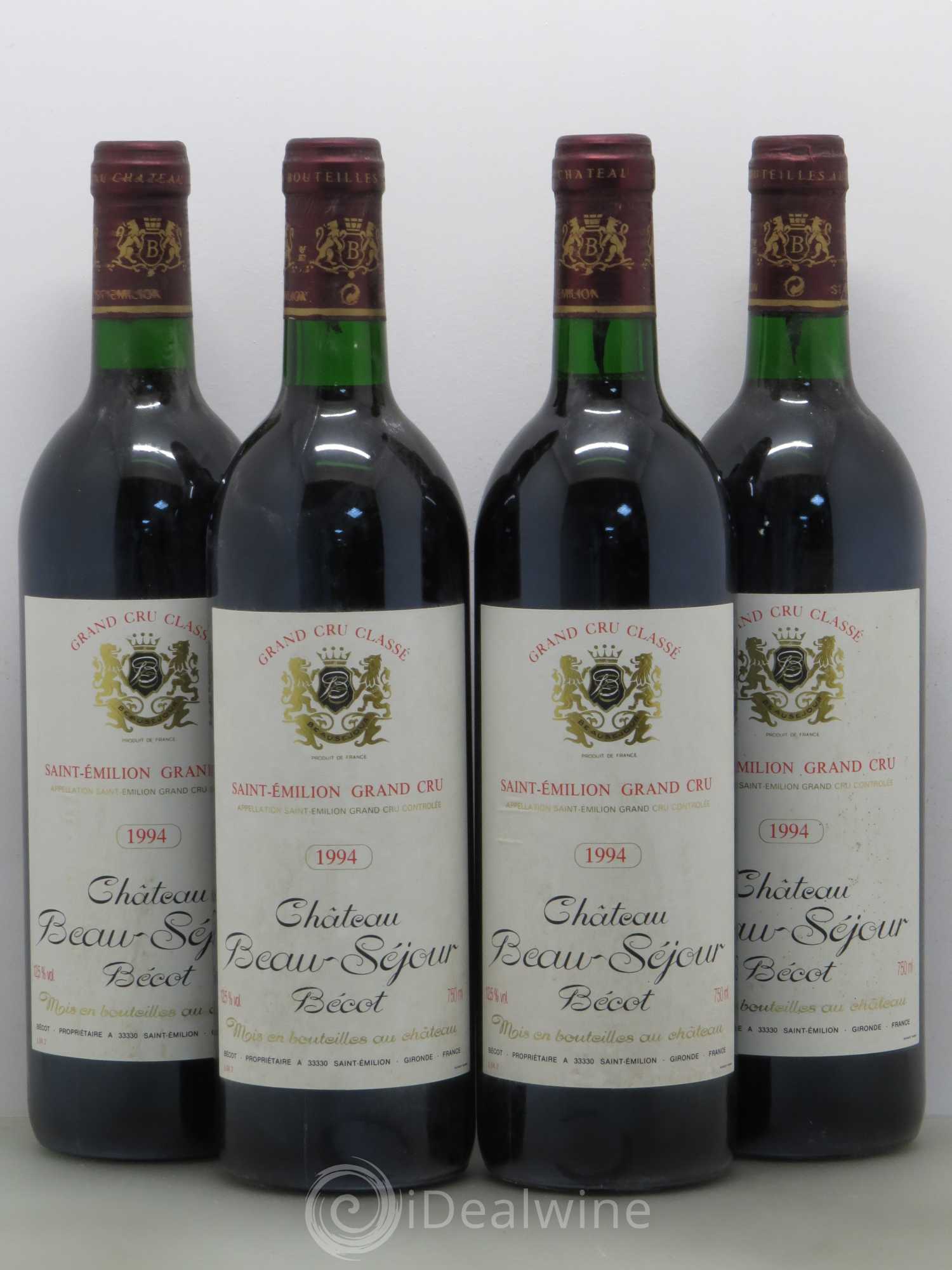 Château Beau-Séjour Bécot 1er Grand Cru Classé B 1994 - Lot de 4 bouteilles - 0