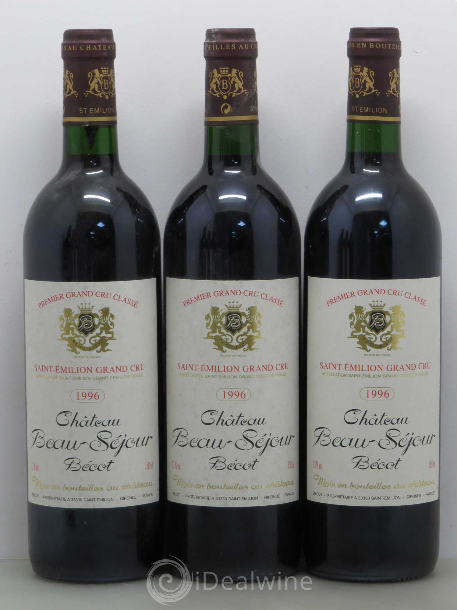 Château Beau-Séjour Bécot 1er Grand Cru Classé B 1996 - Lot de 6 bouteilles - 1