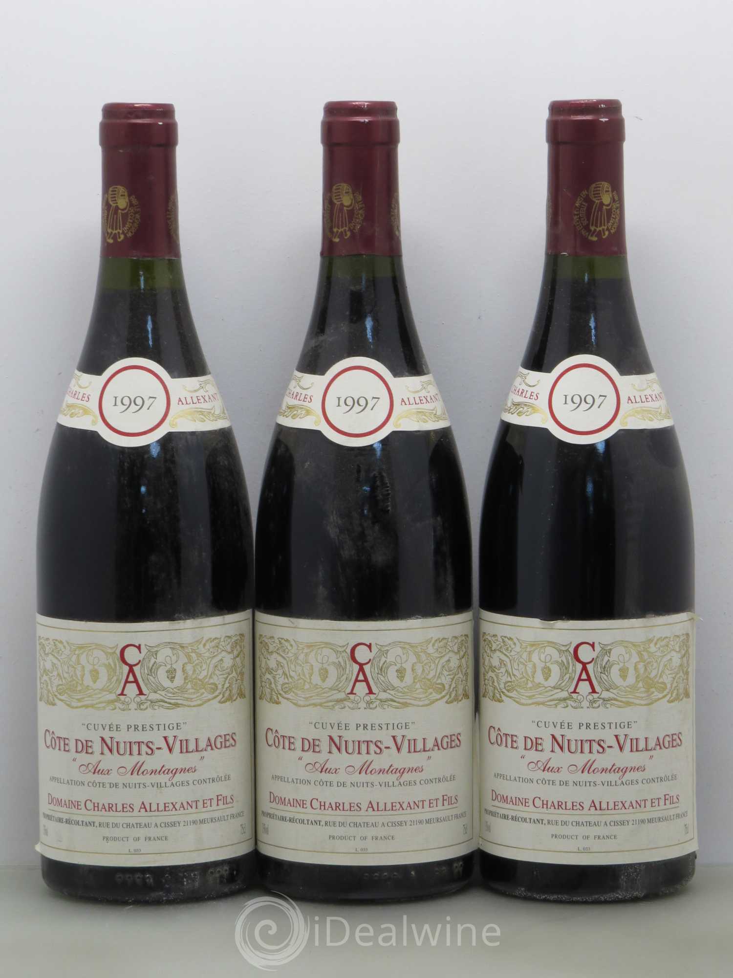Côte de Nuits-Villages Charles Allexant et Fils cuvée prestige Aux montagnes 1997 - Posten von 3 Flaschen - 0