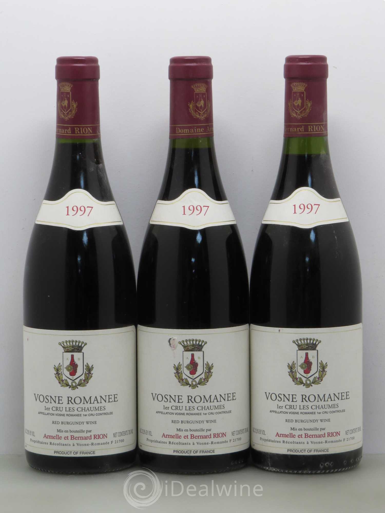 Vosne-Romanée 1er Cru Les Chaumes Armelle Et Bernard Rion 1997 - Posten von 3 Flaschen - 0