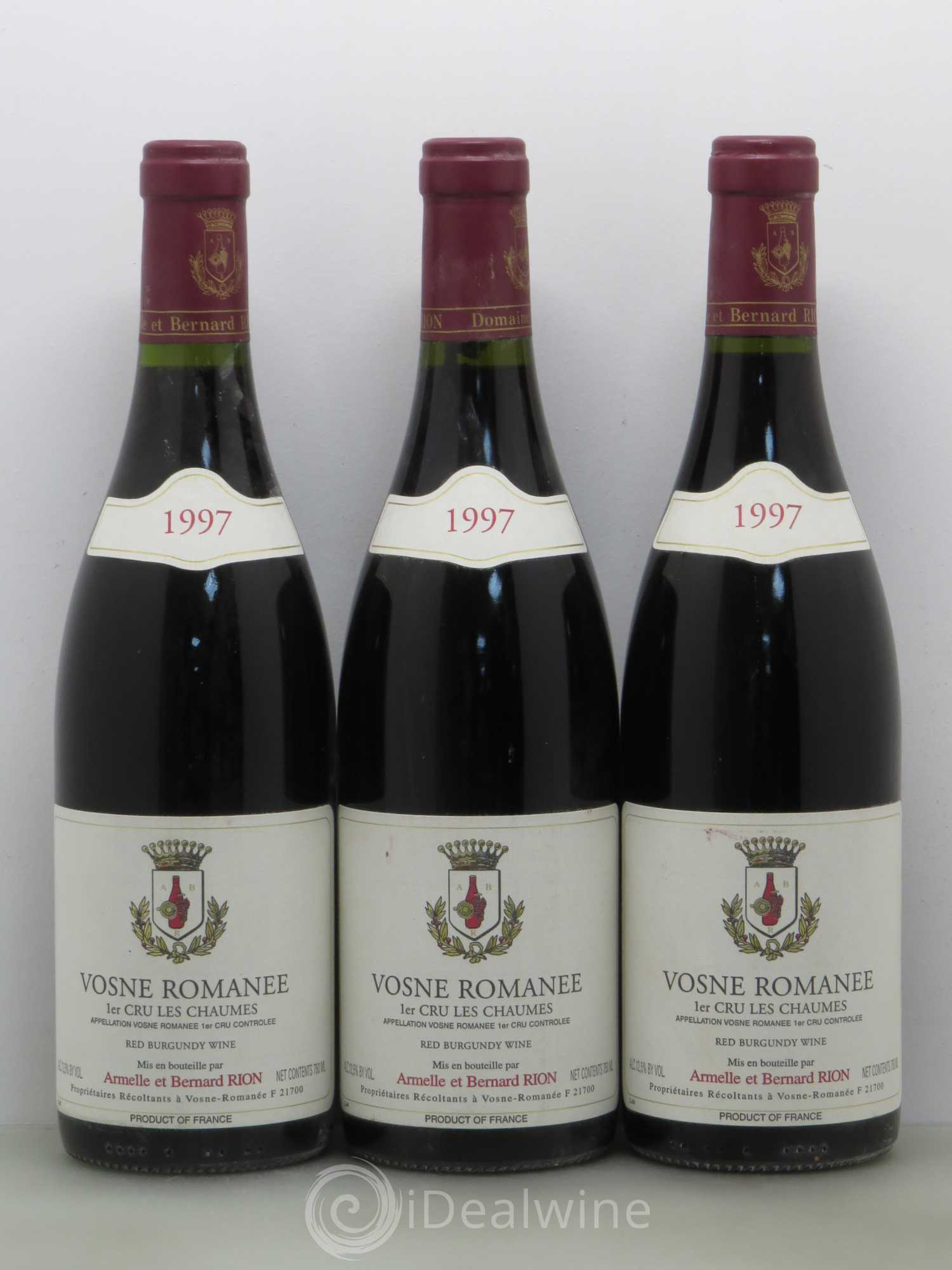 Vosne-Romanée 1er Cru Les Chaumes Armelle Et Bernard Rion 1997 - Posten von 3 Flaschen - 0