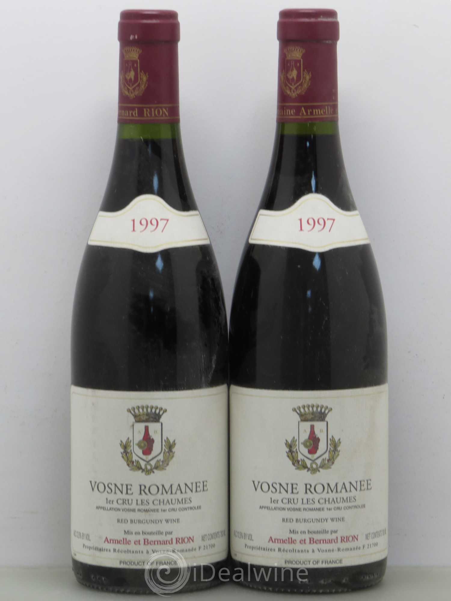 Vosne-Romanée 1er Cru Les Chaumes Armelle Et Bernard Rion 1997 - Lot of 2 bottles - 0