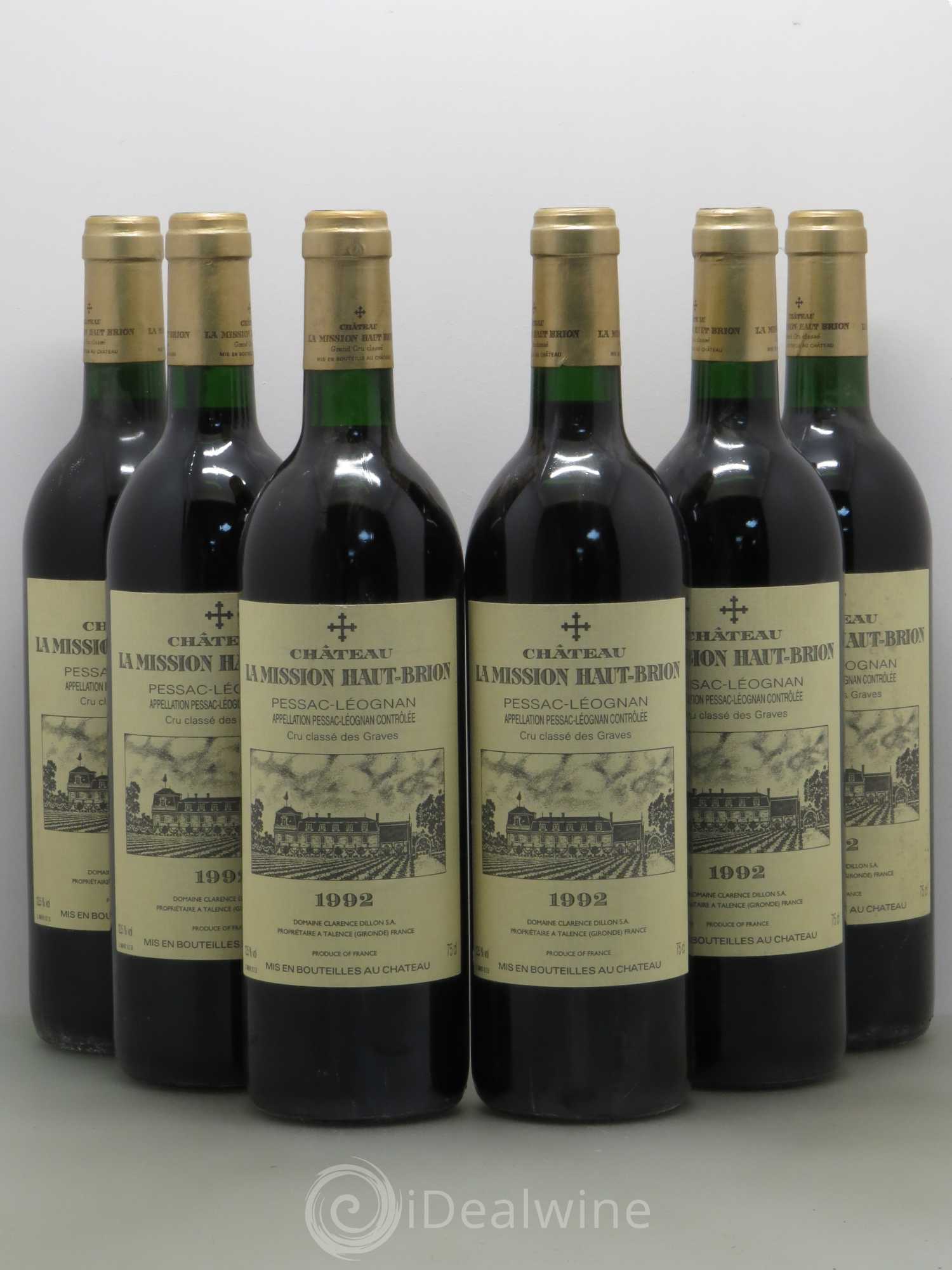 Château la Mission Haut-Brion Cru Classé de Graves 1992 - Lot de 6 bouteilles - 0