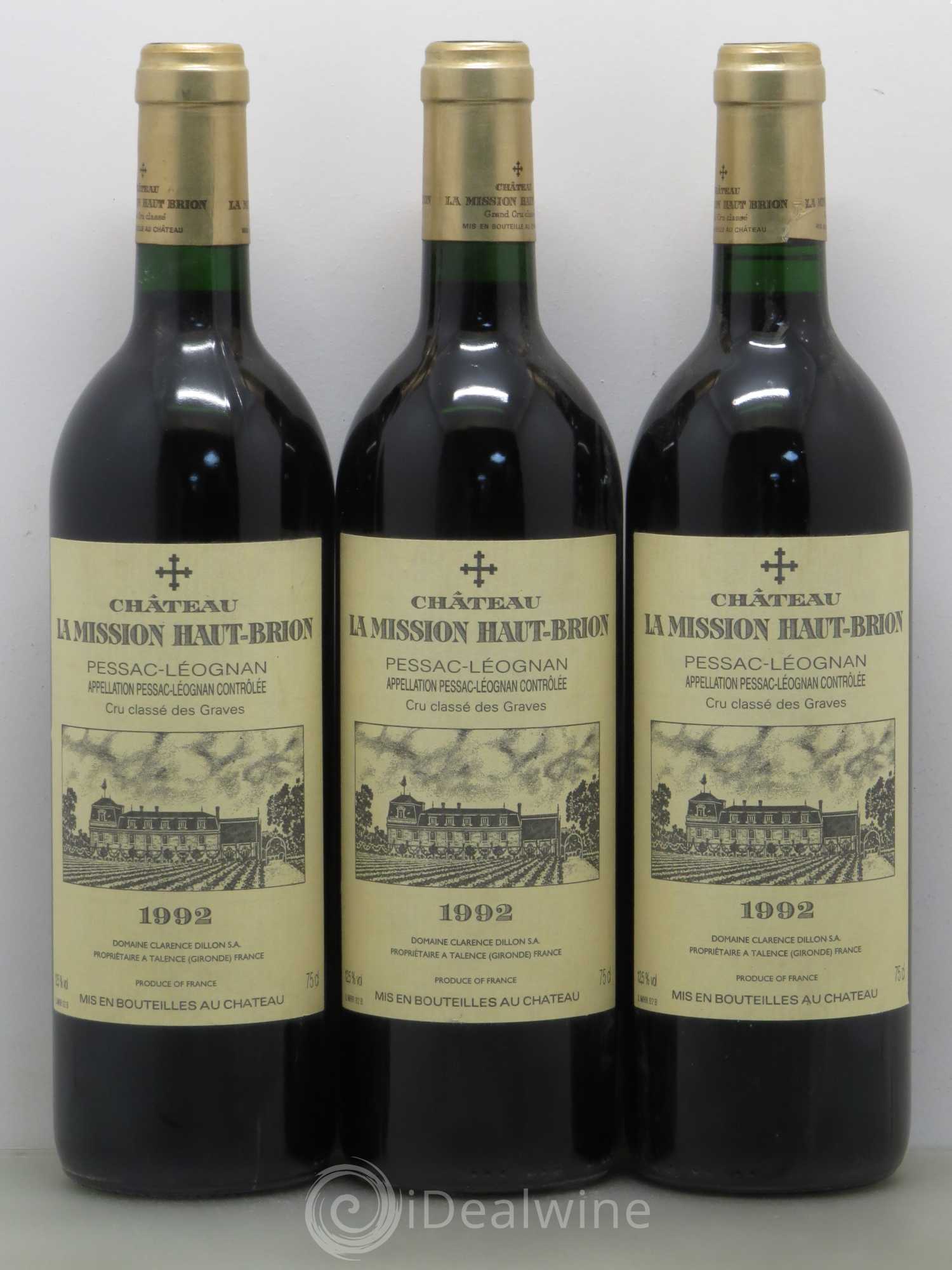 Château la Mission Haut-Brion Cru Classé de Graves 1992 - Lot de 3 bouteilles - 0
