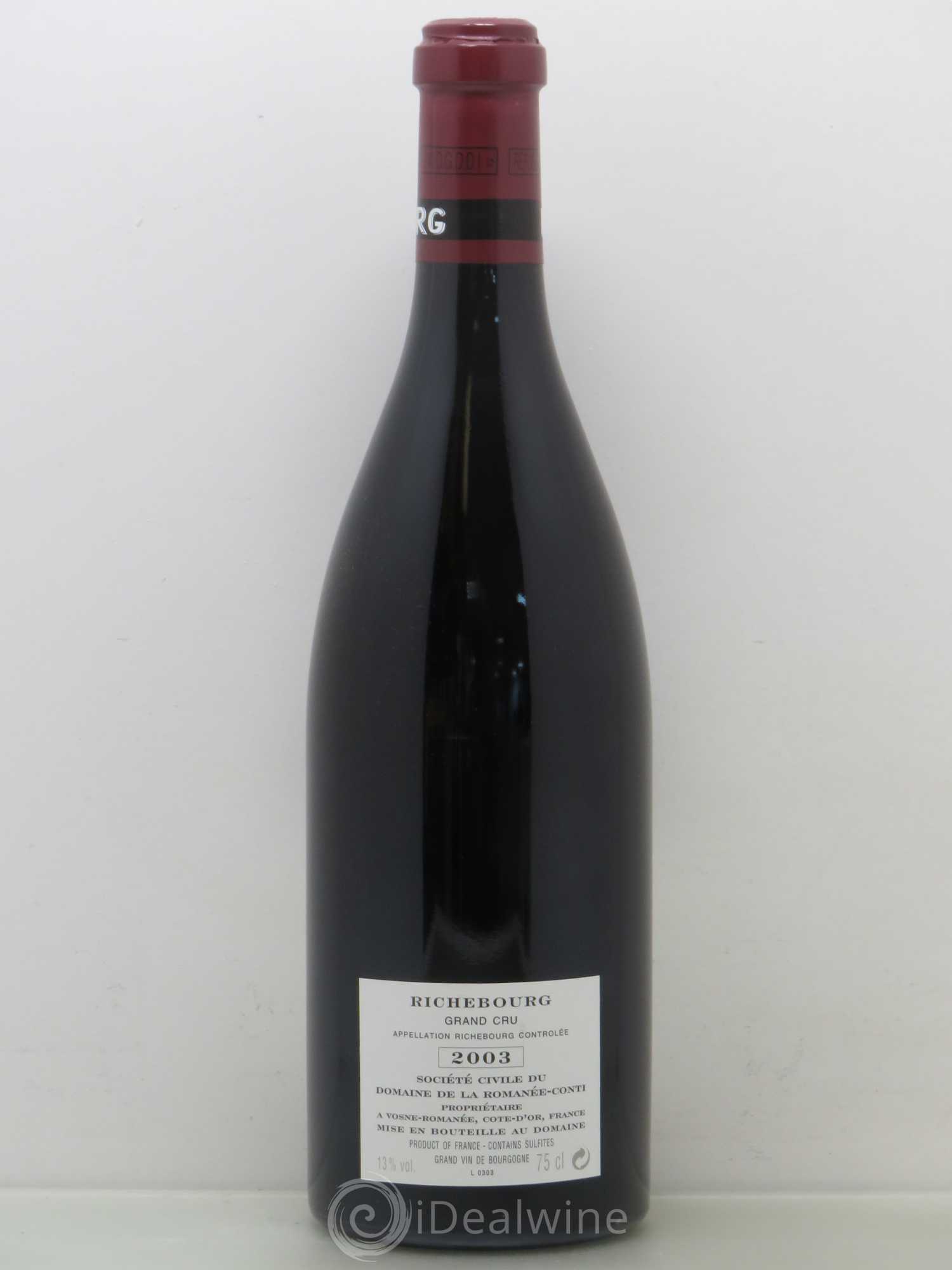 Richebourg Grand Cru Domaine de la Romanée-Conti 2003 - Lot de 1 bouteille - 1