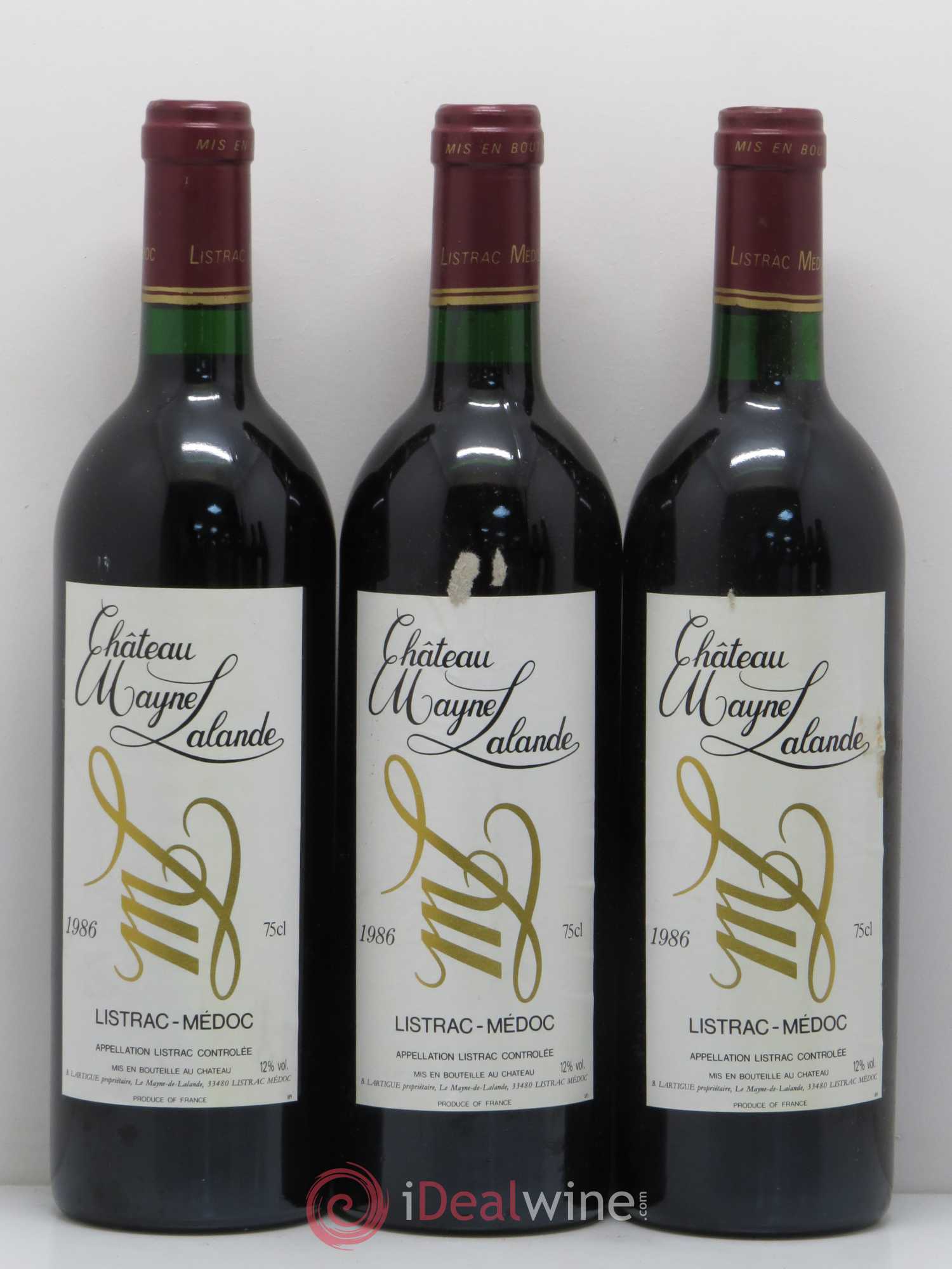 Château Mayne Lalande Cru Bourgeois (sans prix de réserve) 1986 - Lot de 6 bouteilles - 1