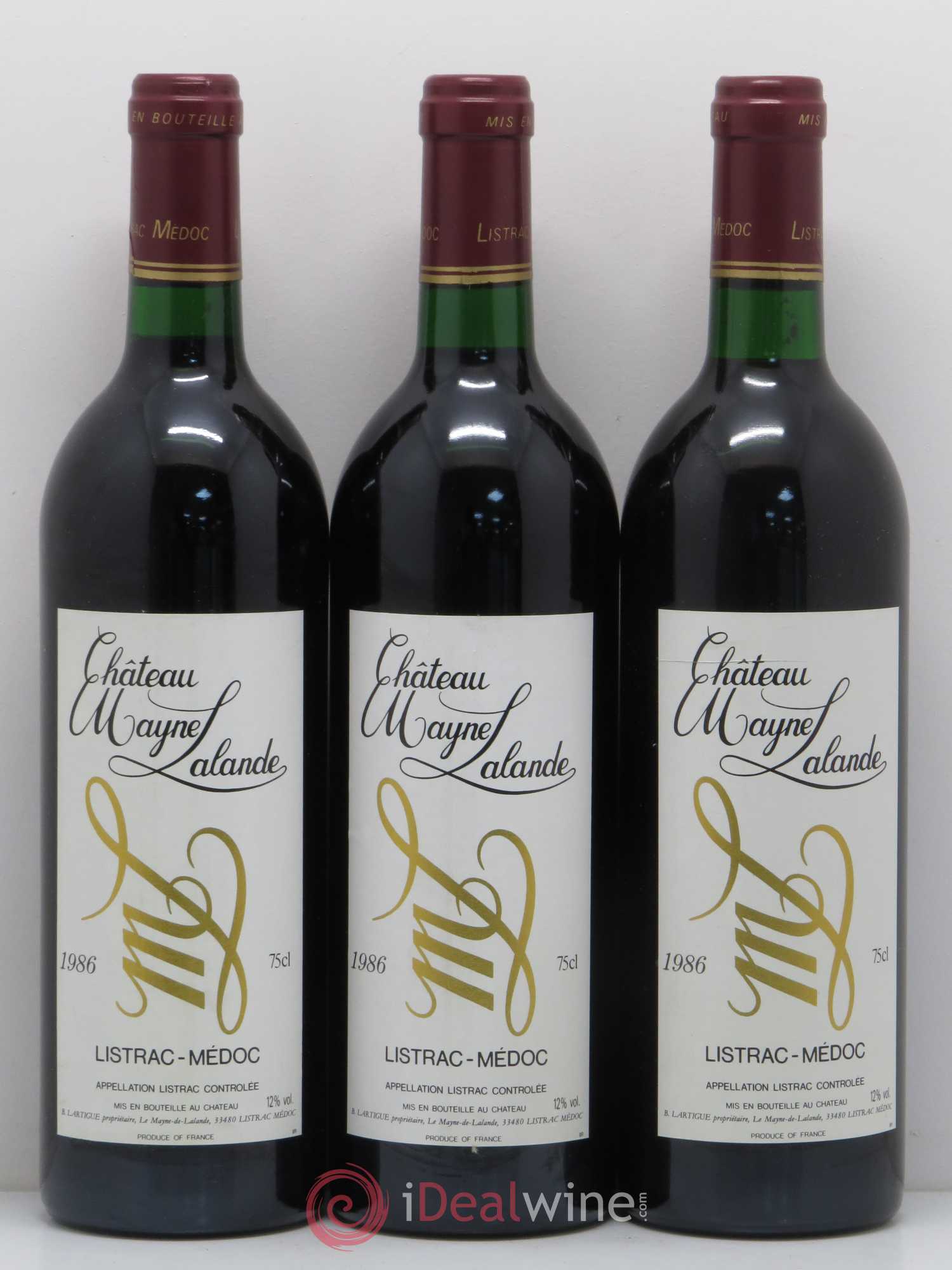 Château Mayne Lalande Cru Bourgeois (sans prix de réserve) 1986 - Lot de 3 bouteilles - 0