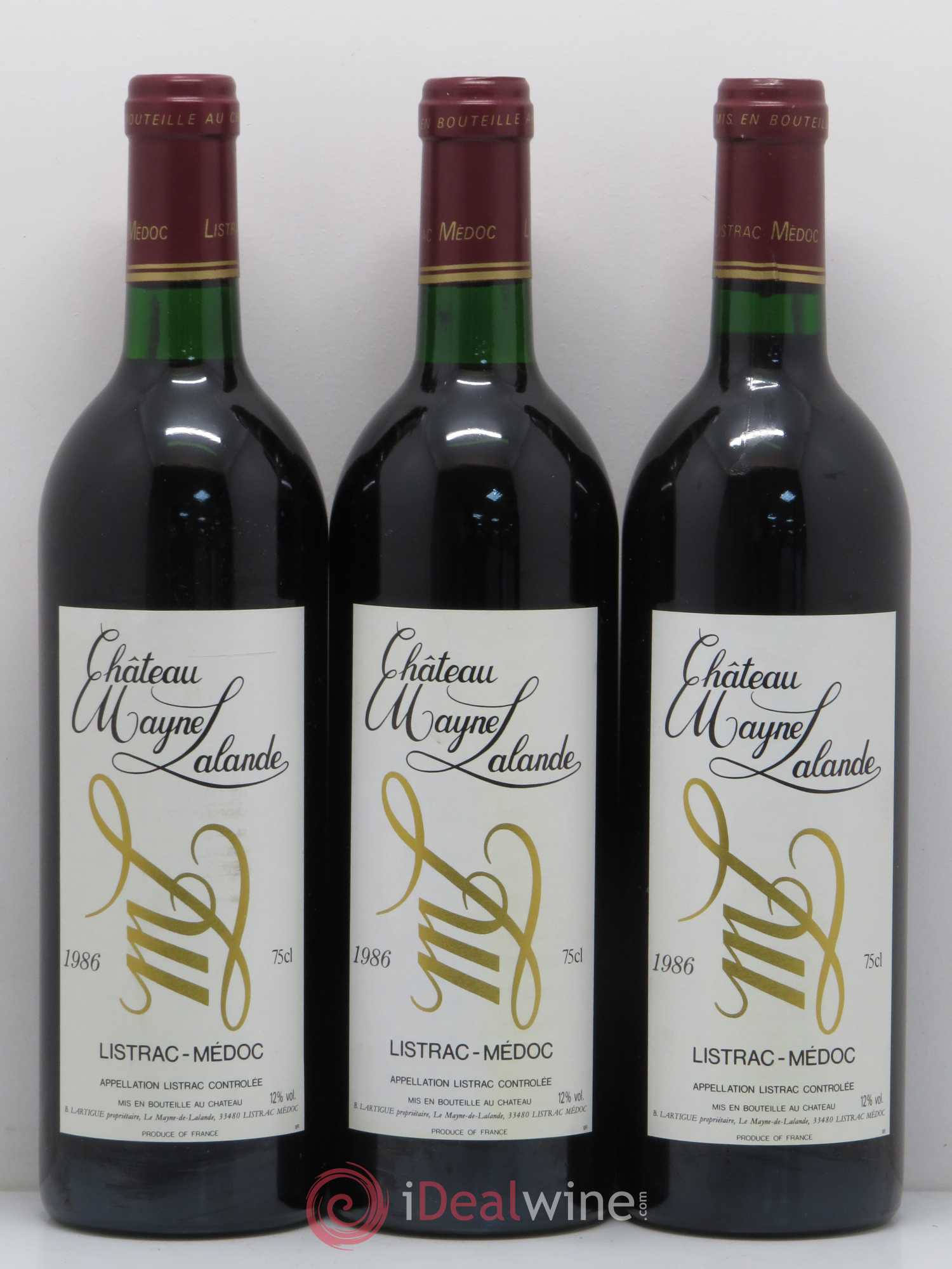 Château Mayne Lalande Cru Bourgeois (sans prix de réserve) 1986 - Lot de 3 bouteilles - 0