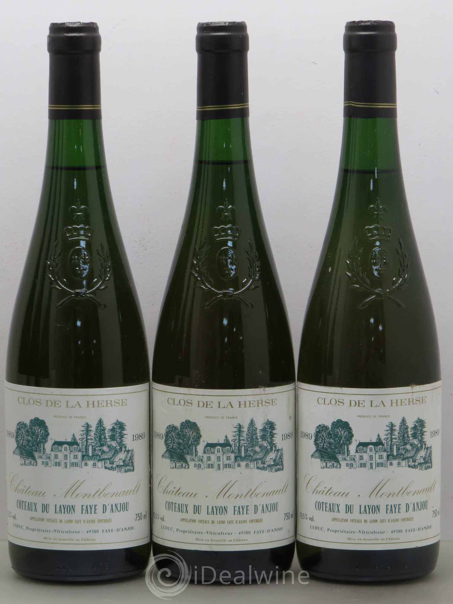 Coteaux du Layon Château Montbenau Clos Herse (sans prix de réserve) 1989 - Lotto di 6 bottiglie - 1