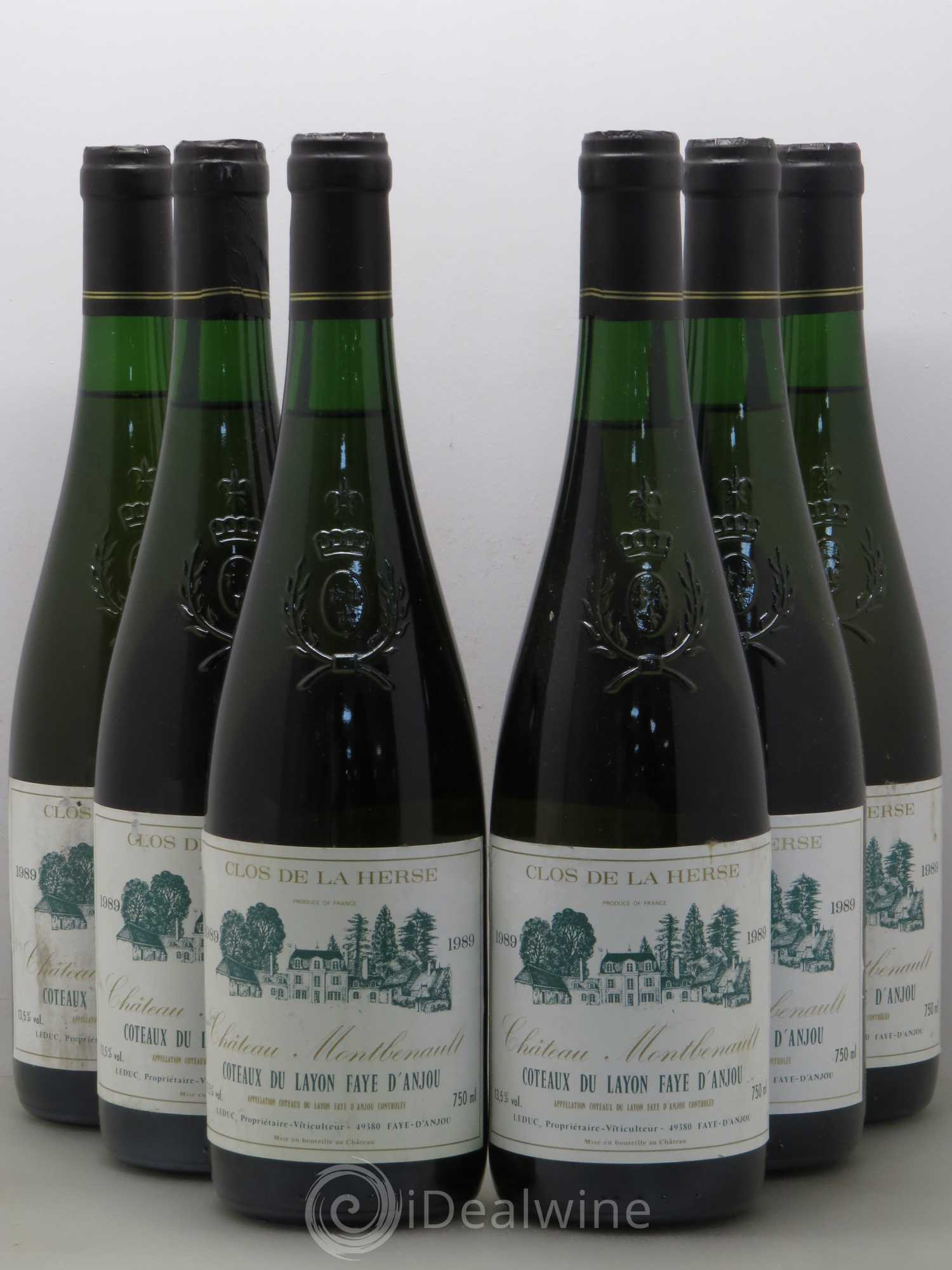 Coteaux du Layon Château Montbenau Clos Herse (sans prix de réserve) 1989 - Lotto di 6 bottiglie - 0