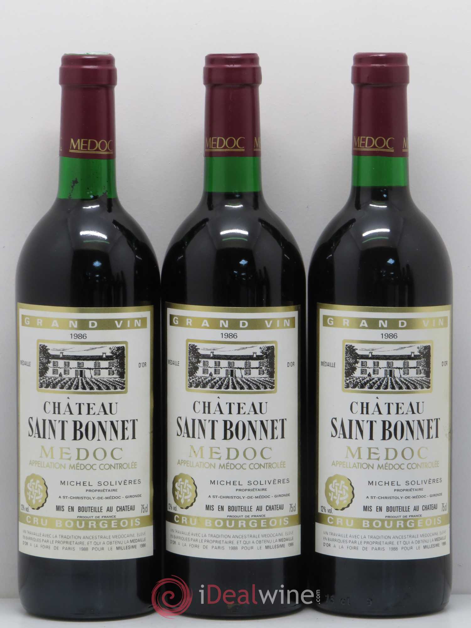 Saint-Émilion Château Saint Bonnet Michel Solviere (sans prix de réserve) 1986 - Posten von 6 Flaschen - 1