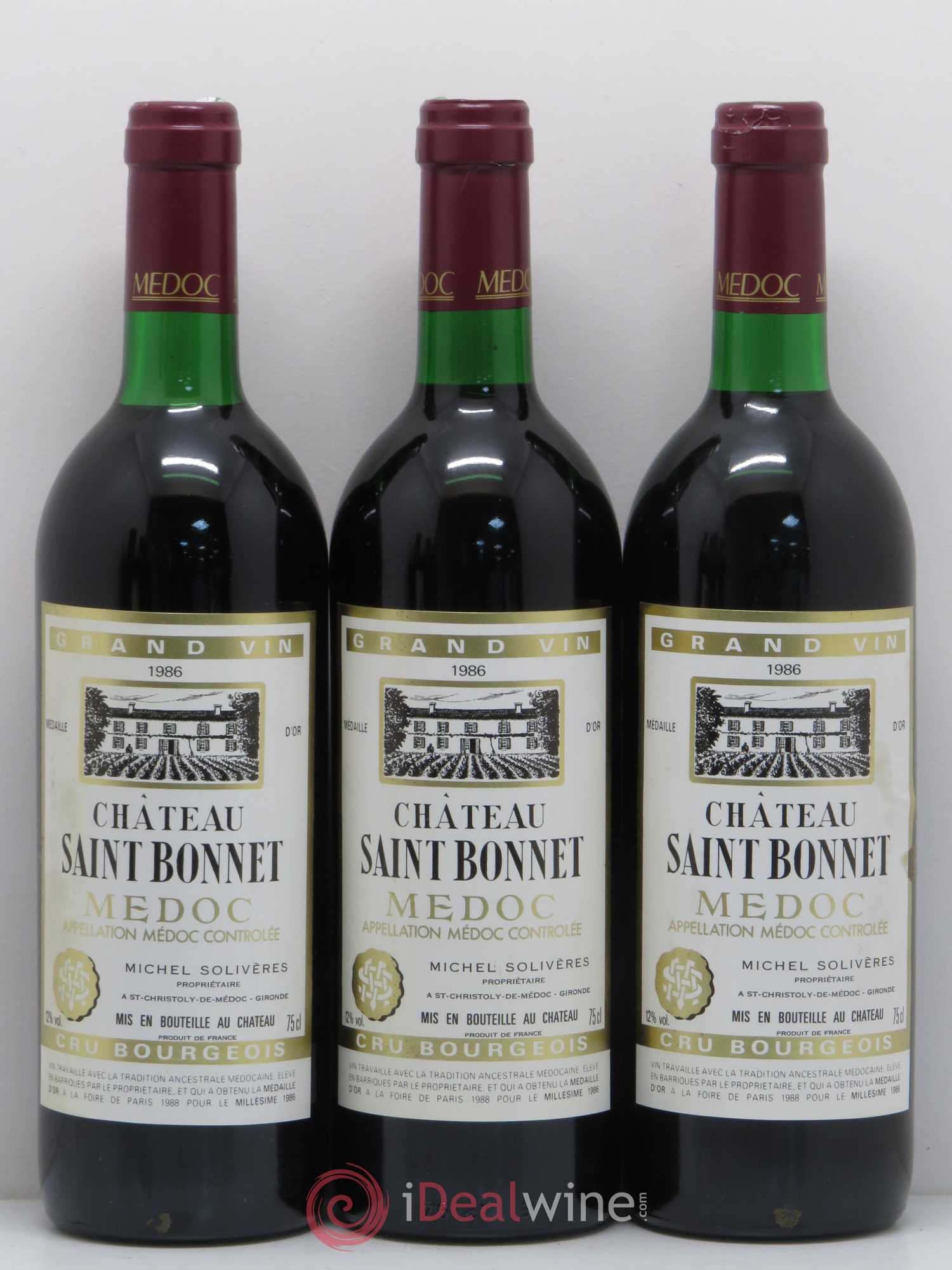 Saint-Émilion Château Saint Bonnet Michel Solviere (sans prix de réserve) 1986 - Posten von 6 Flaschen - 2