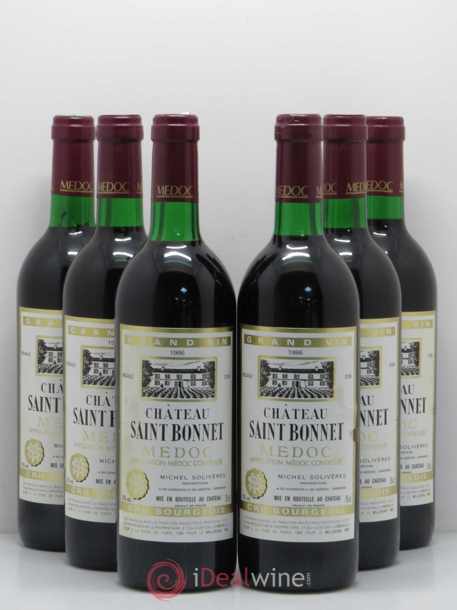 Saint-Émilion Château Saint Bonnet Michel Solviere (sans prix de réserve) 1986 - Posten von 6 Flaschen - 0