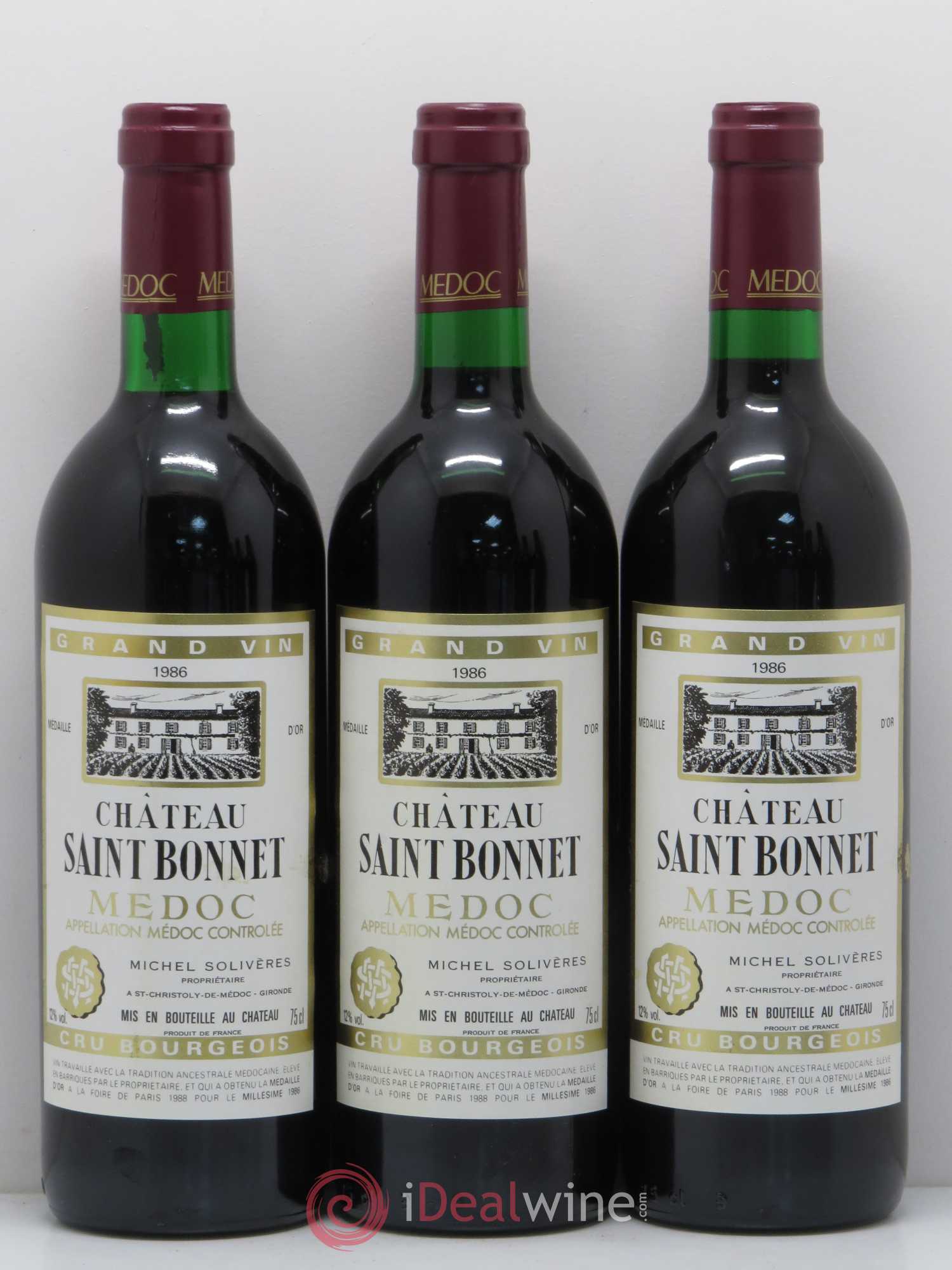 Saint-Émilion Château Saint Bonnet Michel Solviere (sans prix de réserve) 1986 - Posten von 6 Flaschen - 1