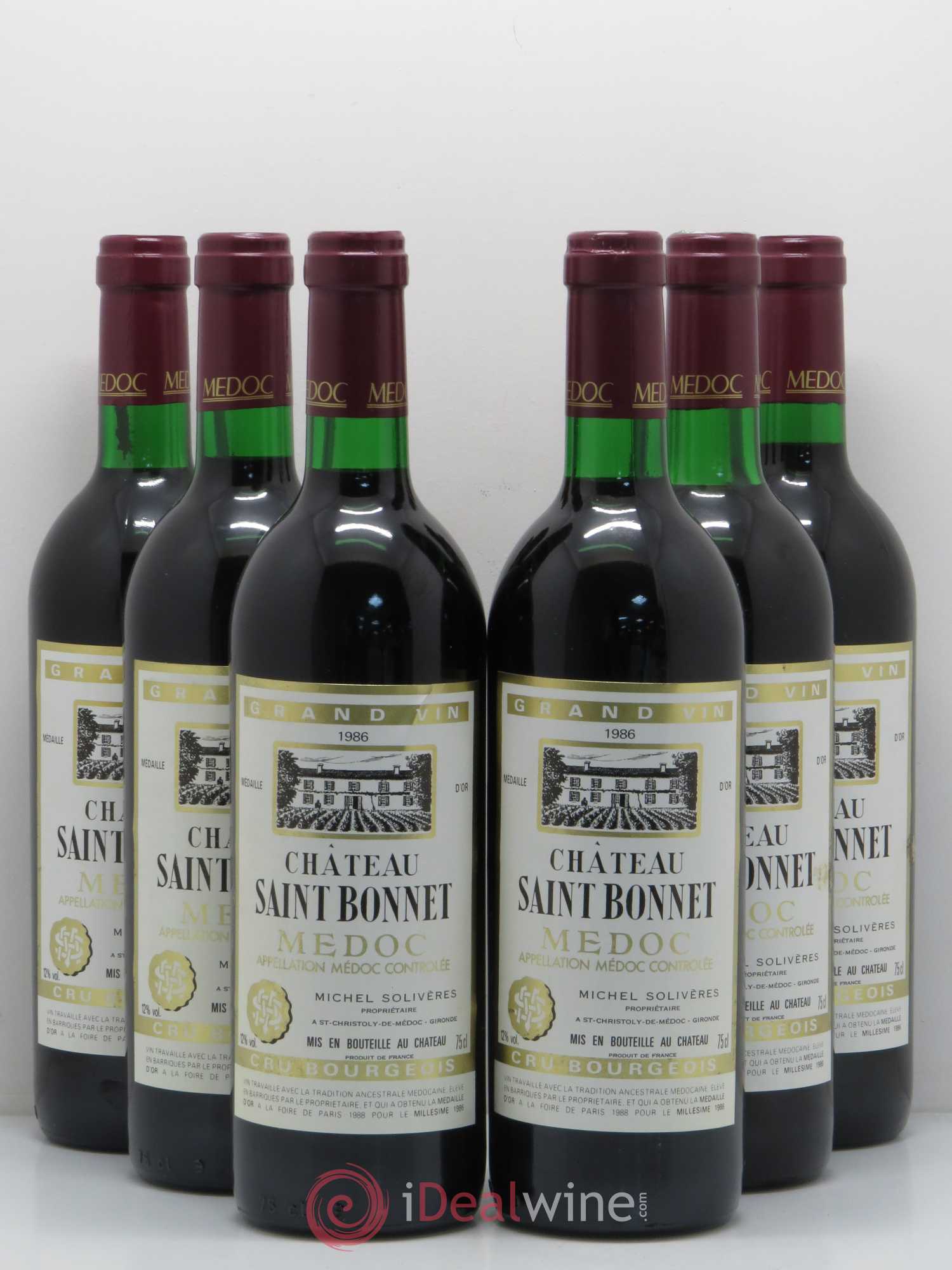 Saint-Émilion Château Saint Bonnet Michel Solviere (sans prix de réserve) 1986 - Posten von 6 Flaschen - 0