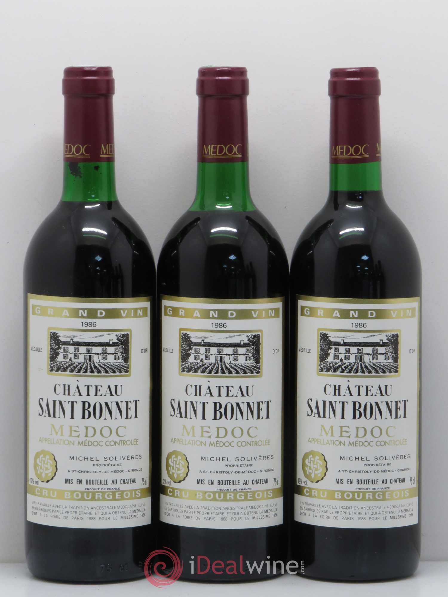 Saint-Émilion Château Saint Bonnet Michel Solviere (sans prix de réserve) 1986 - Posten von 6 Flaschen - 1